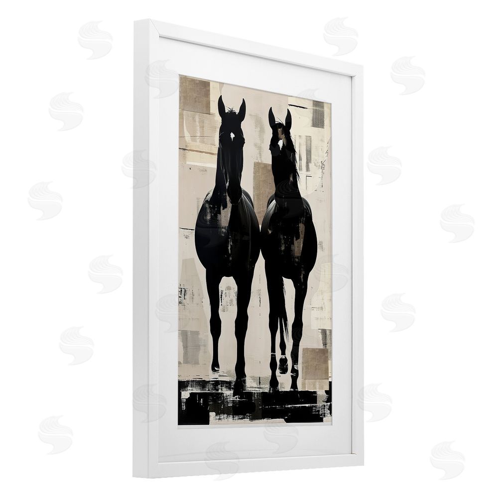 Annabelle Hall Equinity Horse Pair White Framed Print Under Glass Art