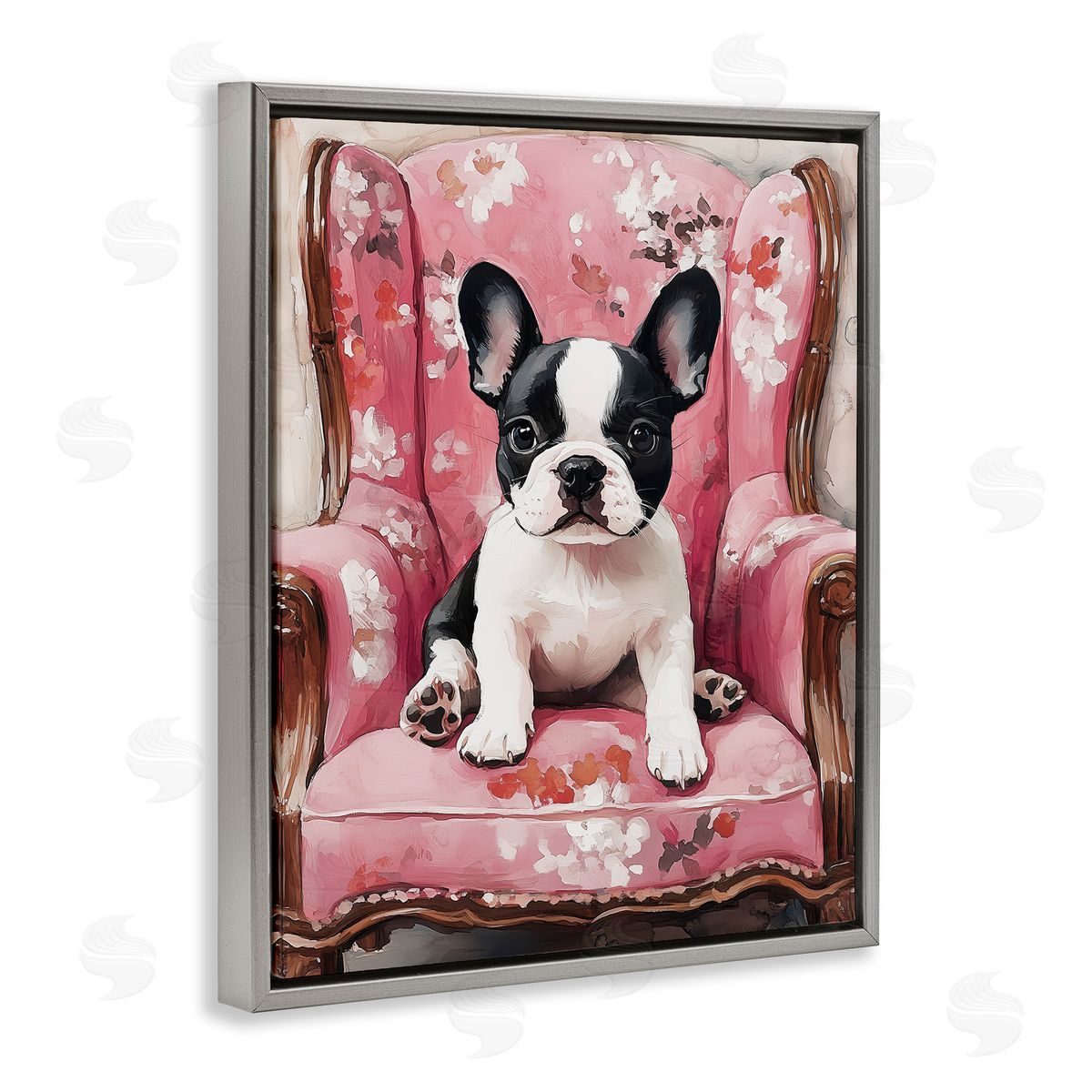Annabelle Hall Sweetest Dog Frenchie Gray Floating Frame Canvas Art Print