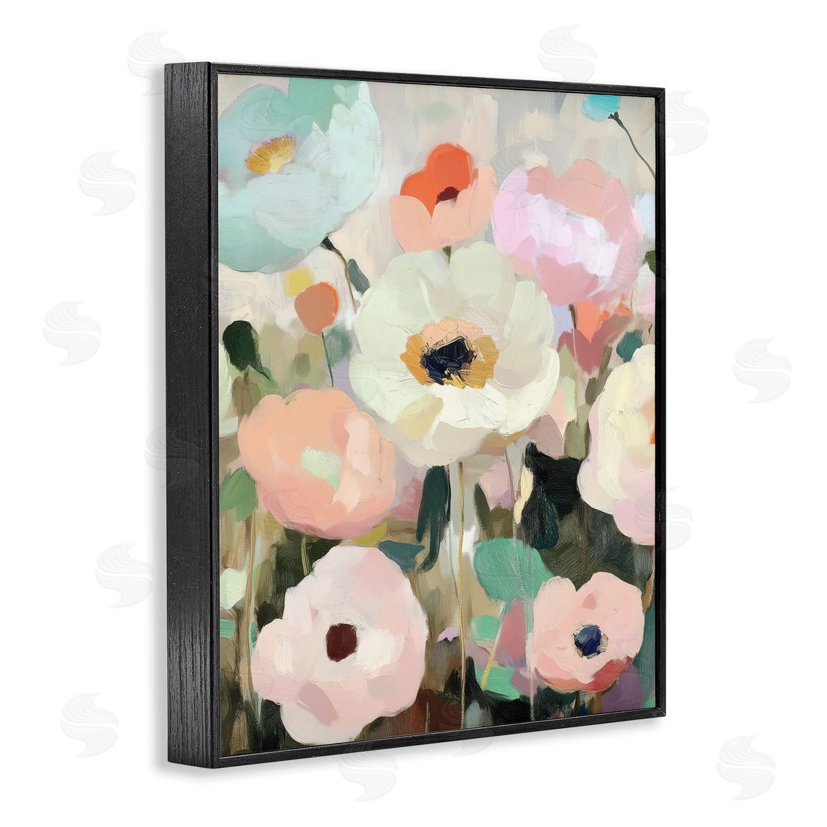 Annabelle Hall Garden Of Mint Flowers Black Framed Giclee Art Print