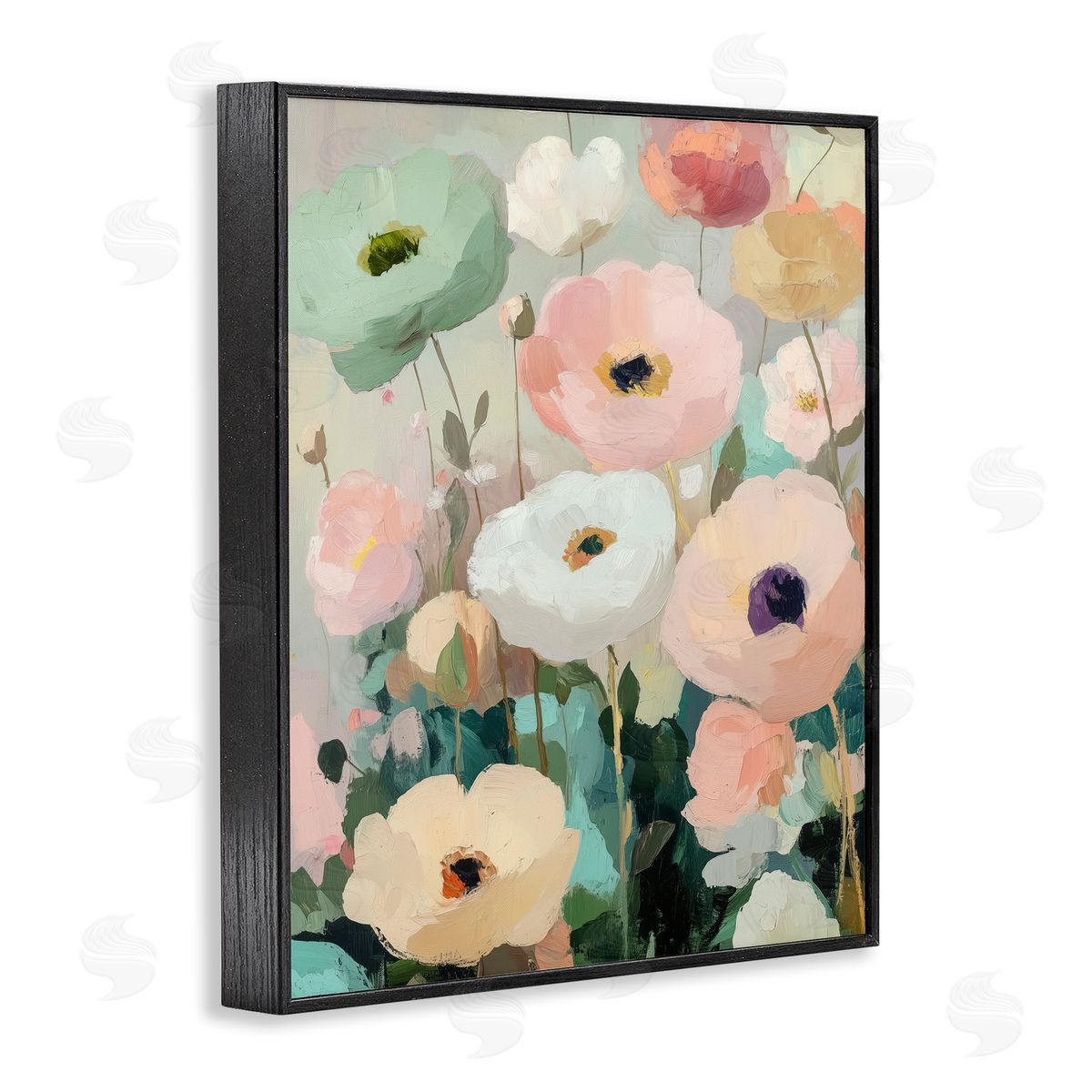 Annabelle Hall Garden Of Mint Poppies Black Framed Giclee Art Print