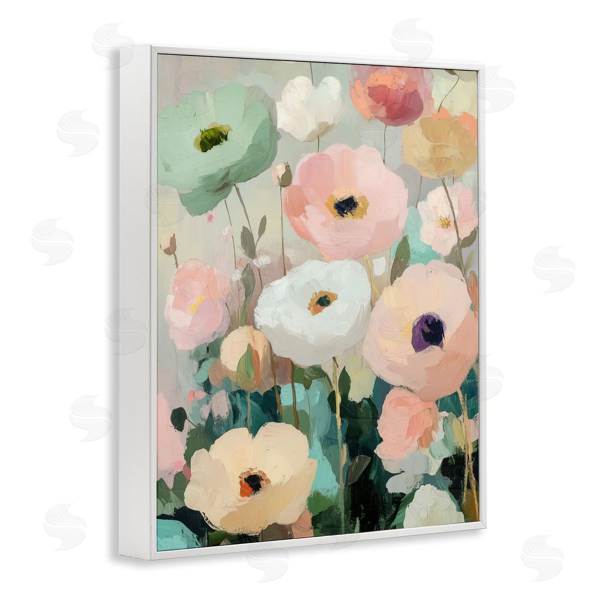 Annabelle Hall Garden Of Mint Poppies White Frame Giclee Art Print