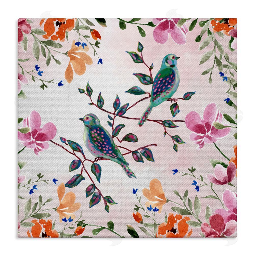 Adonna Ebrahimi Two Birds & Country Florals Canvas Wall Art Print