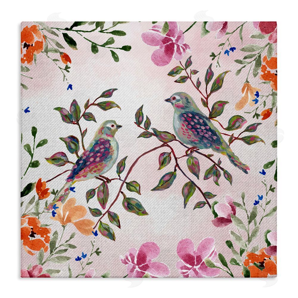 Adonna Ebrahimi Two Birds with Florals Canvas Wall Art Print