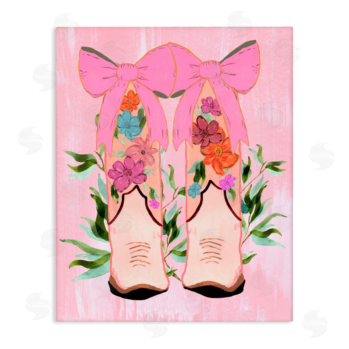 Kara Keller Designs Boots & Bows Cowgirl Design Canvas Wall Art Print