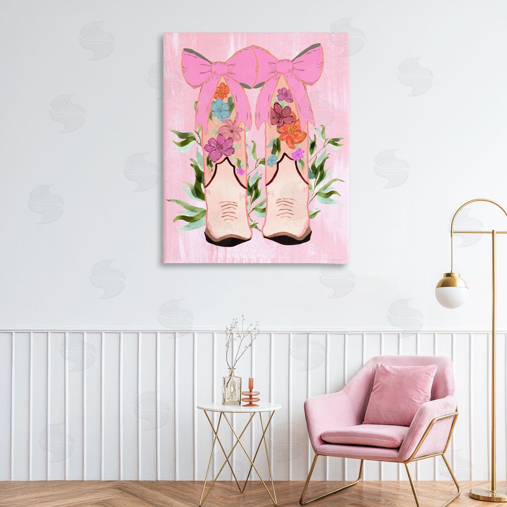 Kara Keller Designs Boots & Bows Cowgirl Design Printed Wall Art in Room