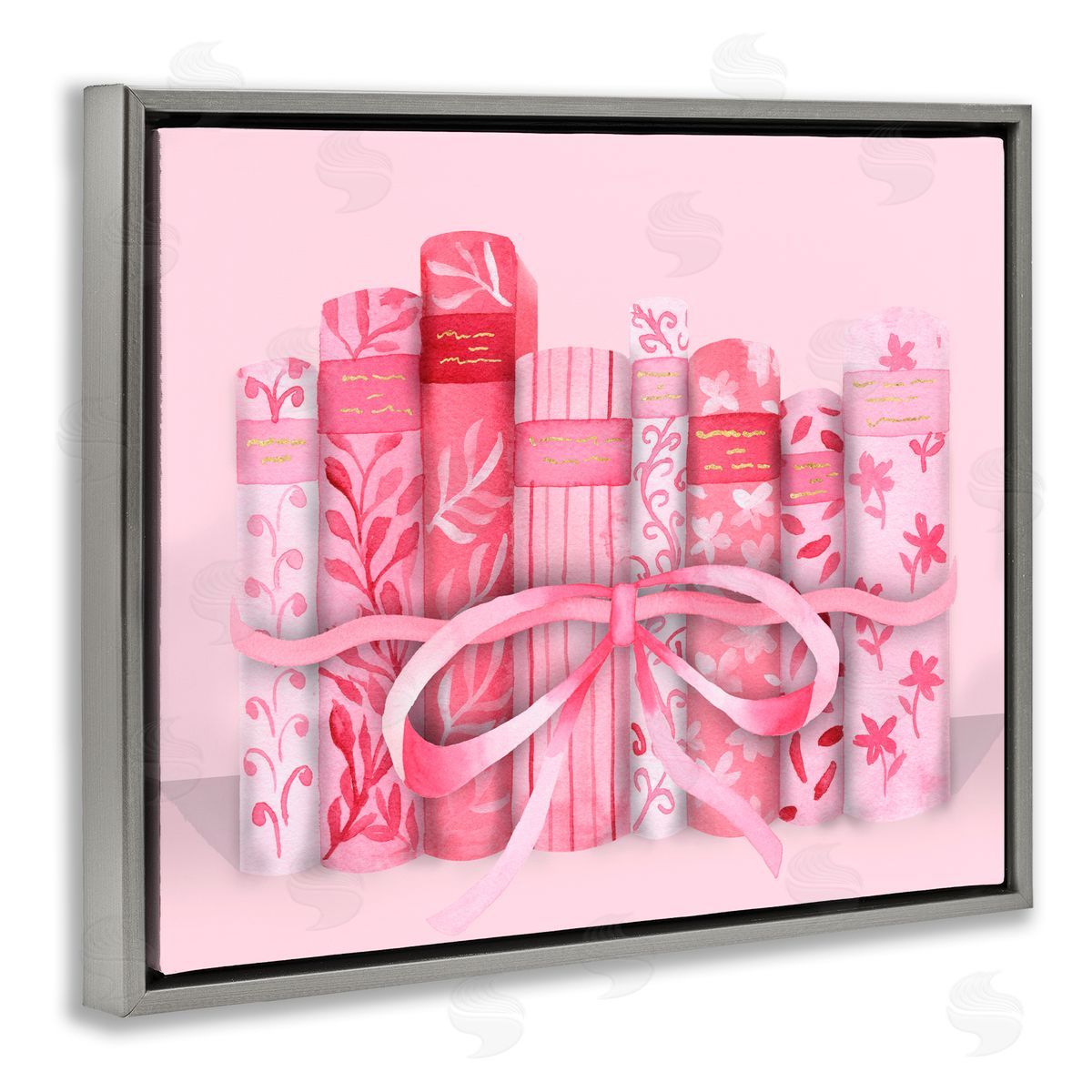 Nina Jacobs Pastel Pink Book Lovers Gray Floating Frame Canvas Art Print