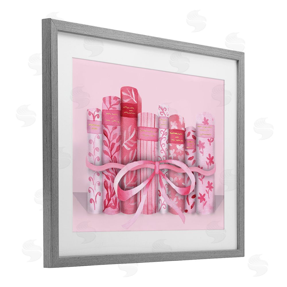 Nina Jacobs Pastel Pink Book Lovers Gray Framed Print Under Glass Art