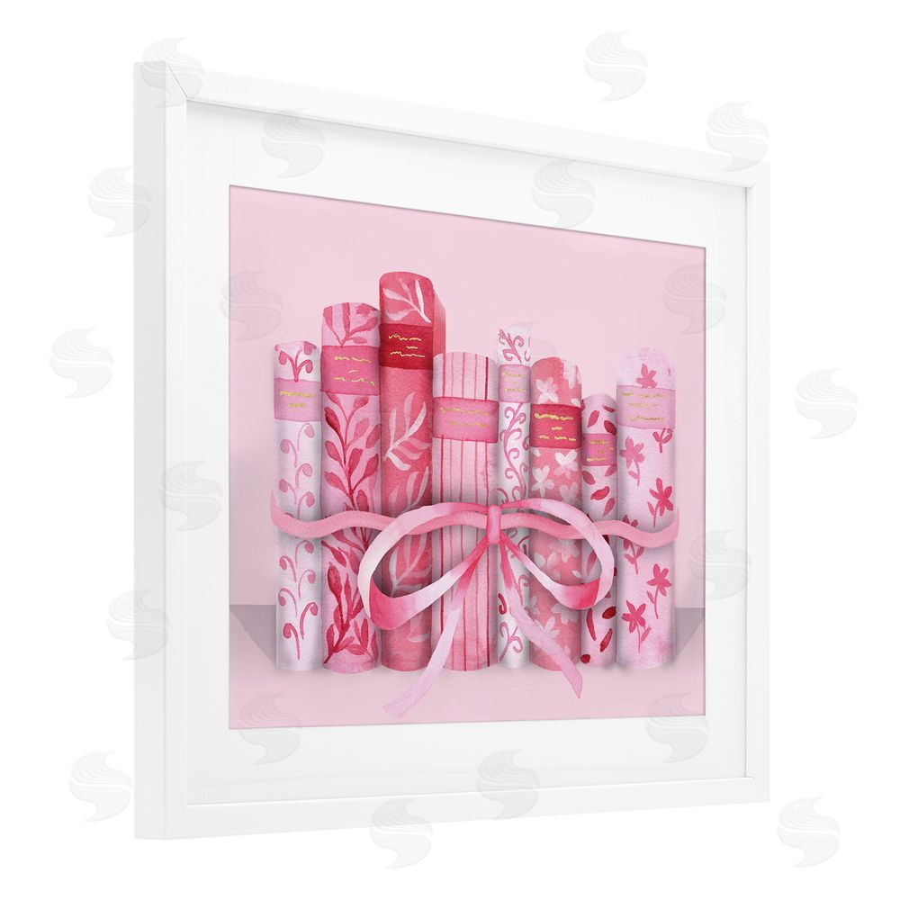 Nina Jacobs Pastel Pink Book Lovers White Framed Print Under Glass Art