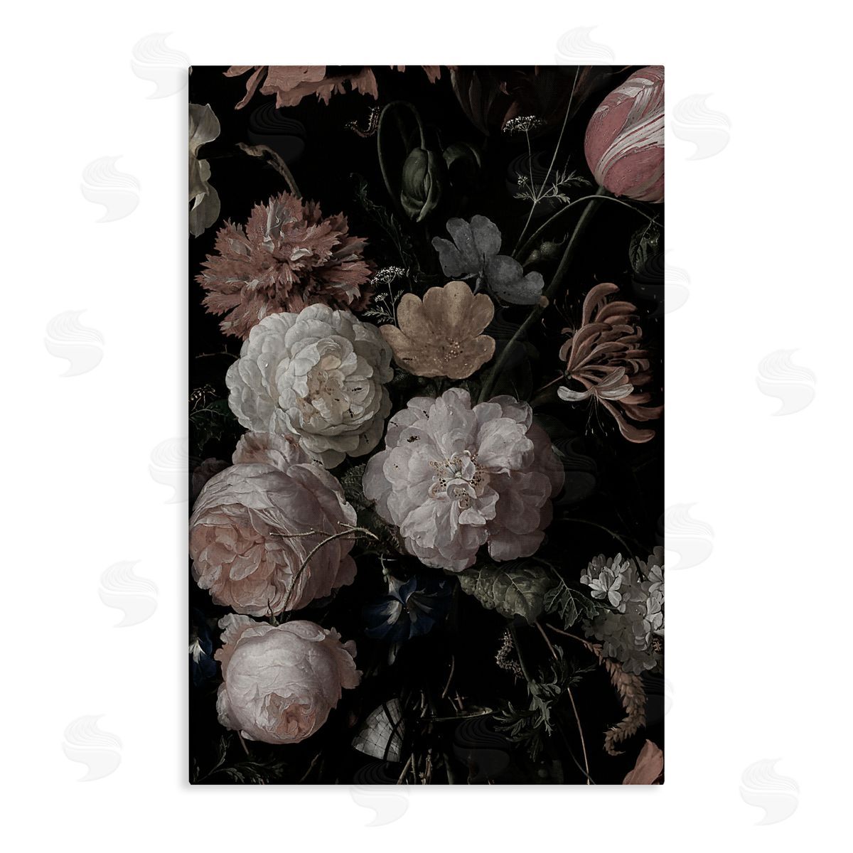 Annabelle Hall Dark Arrangement of Flowers Canvas Wall Art Print