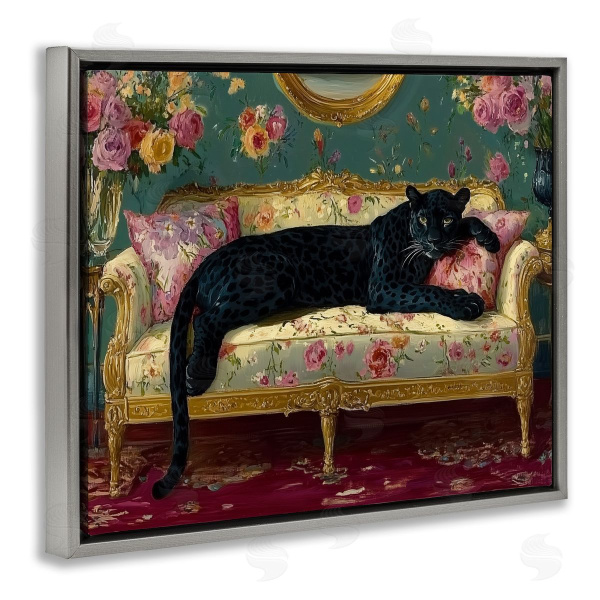 Annabelle Hall Opulent Interior Panther Gray Floating Frame Canvas Art Print