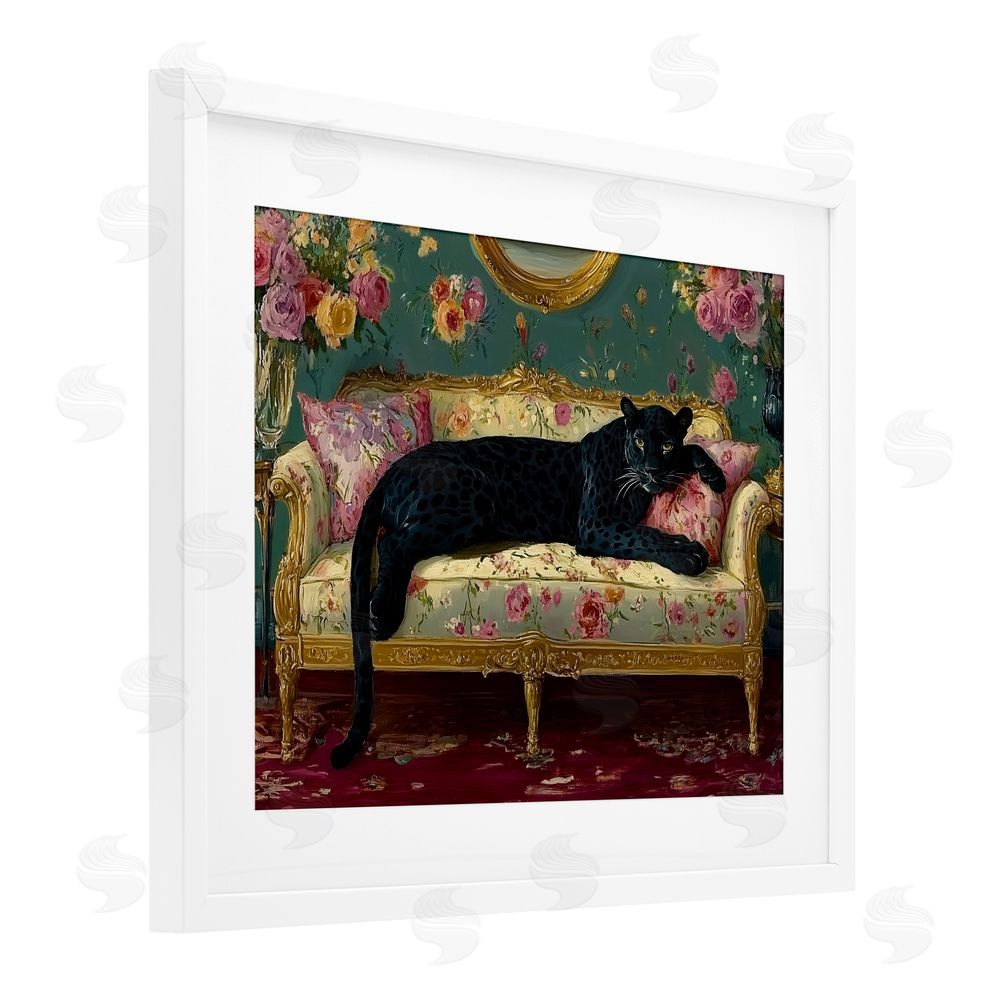Annabelle Hall Opulent Interior Panther White Framed Print Under Glass Art
