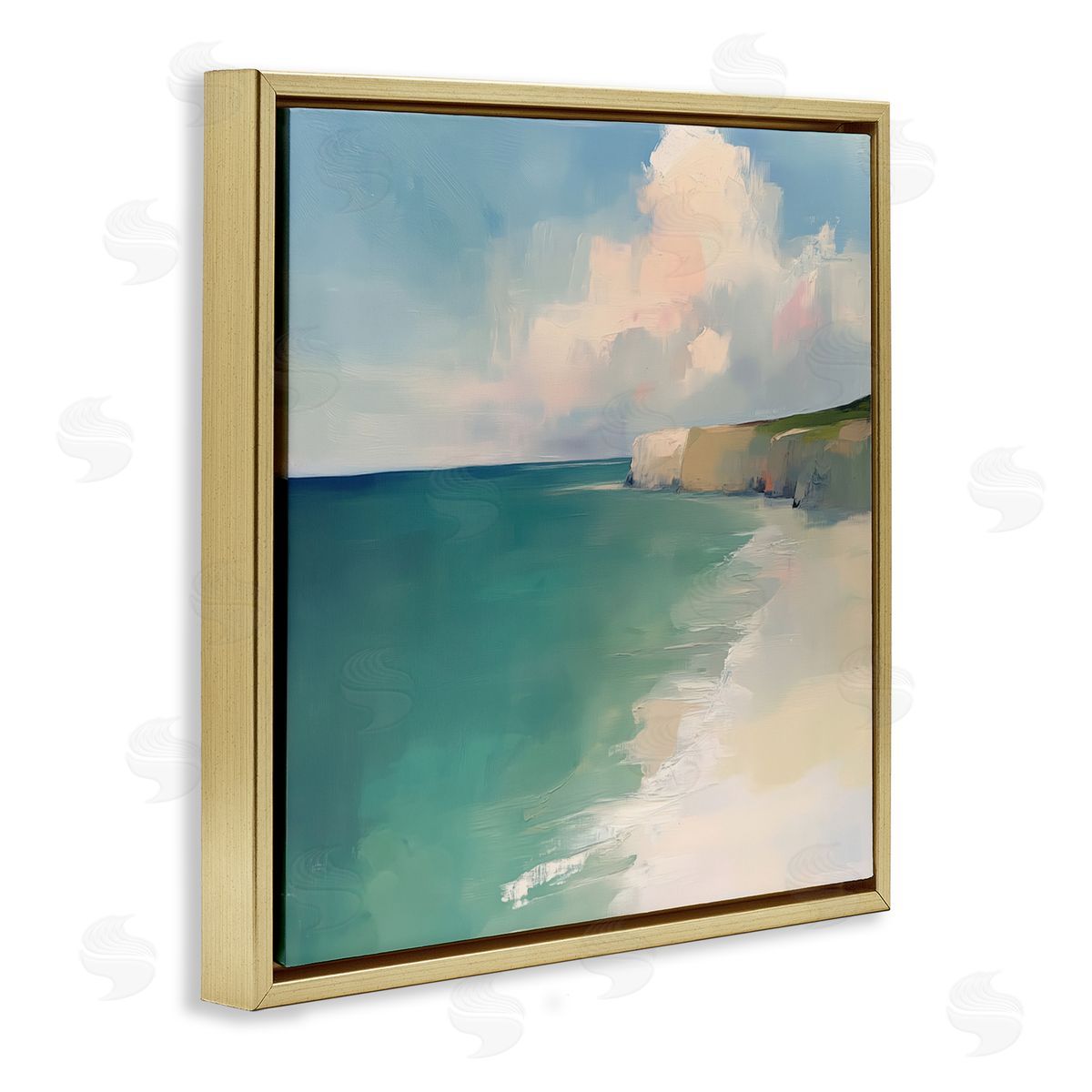 Annabelle Hall Turquoise Horizons Expression Gold Floating Frame Canvas Art Print