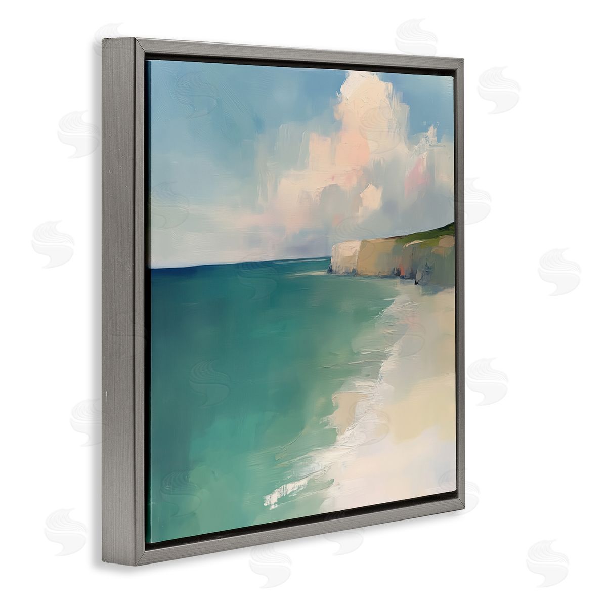 Annabelle Hall Turquoise Horizons Expression Gray Floating Frame Canvas Art Print