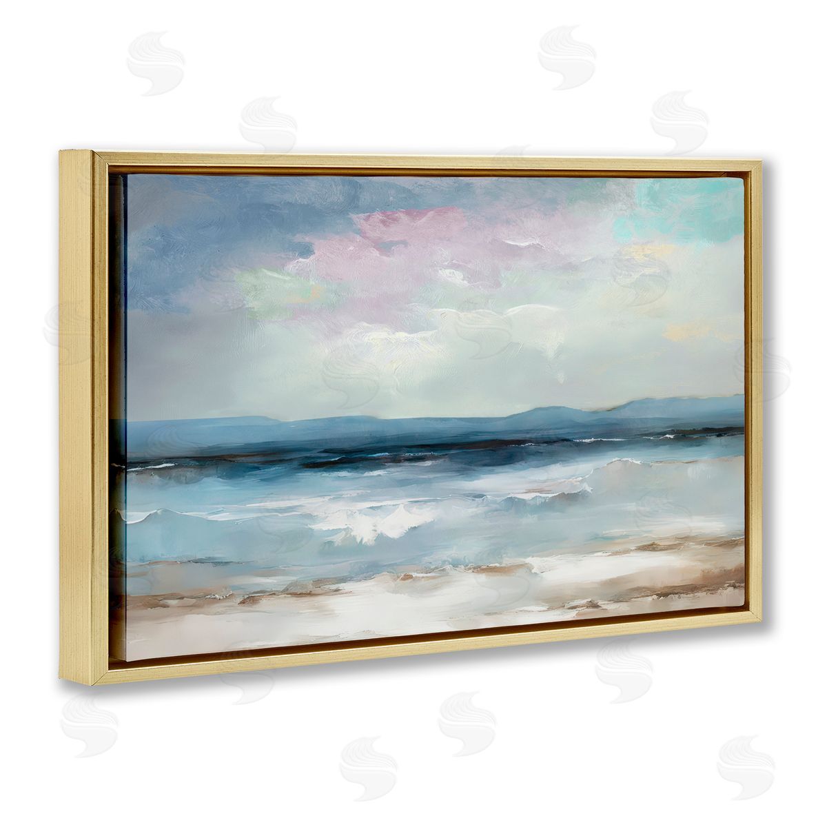 Annabelle Hall Coastal Sea Of Sighs Gold Floating Frame Canvas Art Print
