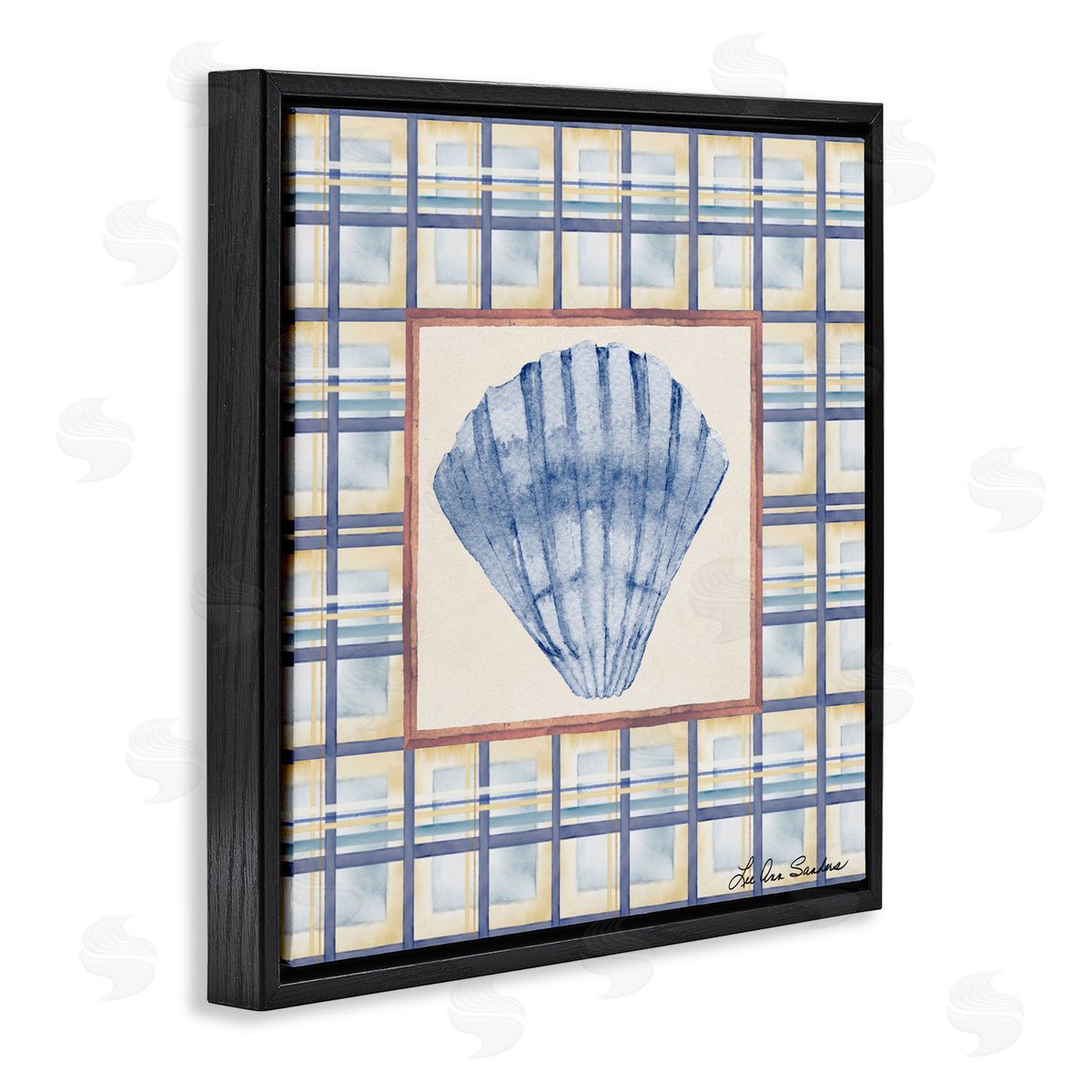 Lee Ann Sanders Clam Shell Treasure Black Floating Frame Canvas Wall Art Print