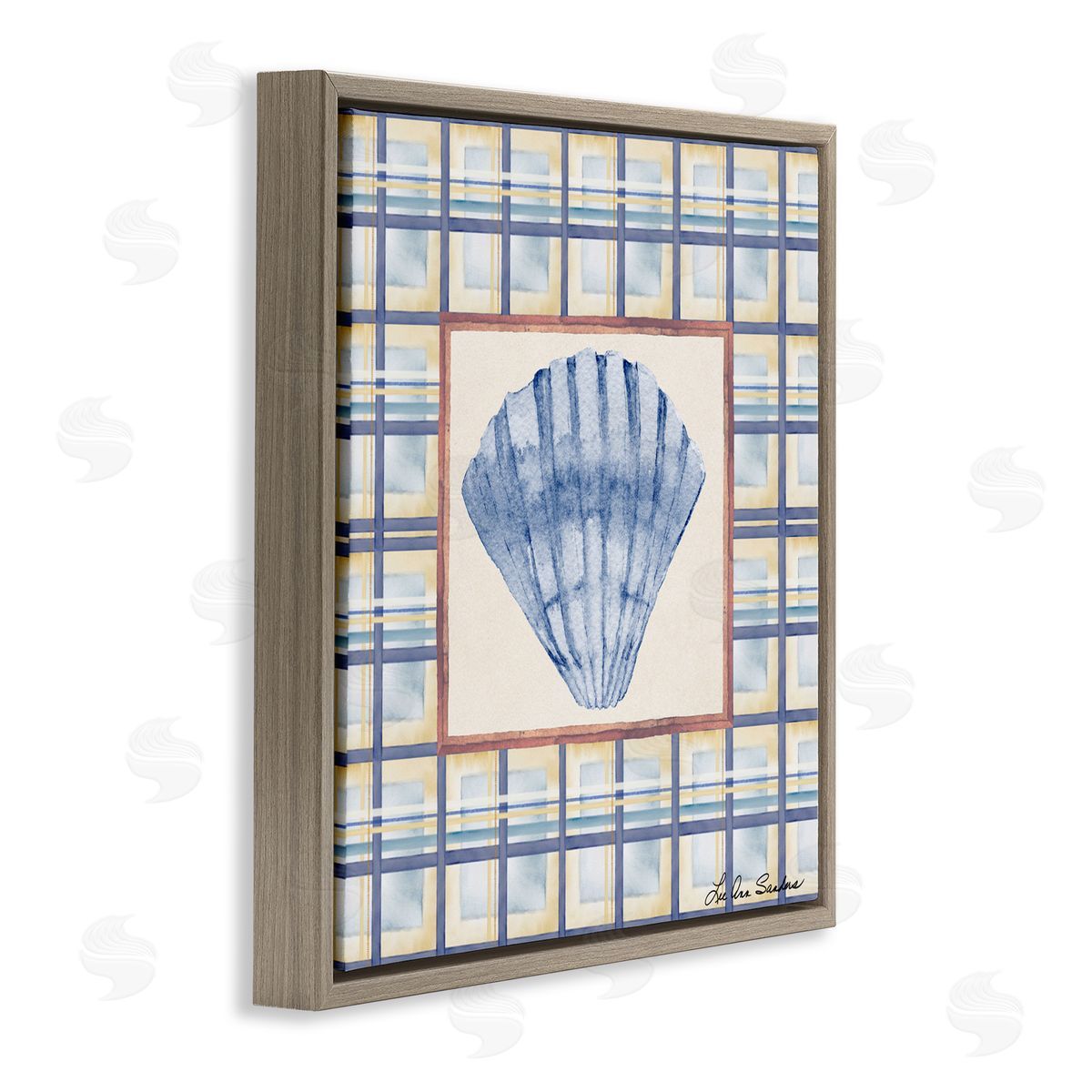Lee Ann Sanders Clam Shell Treasure Brown Floating Frame Canvas Art Print