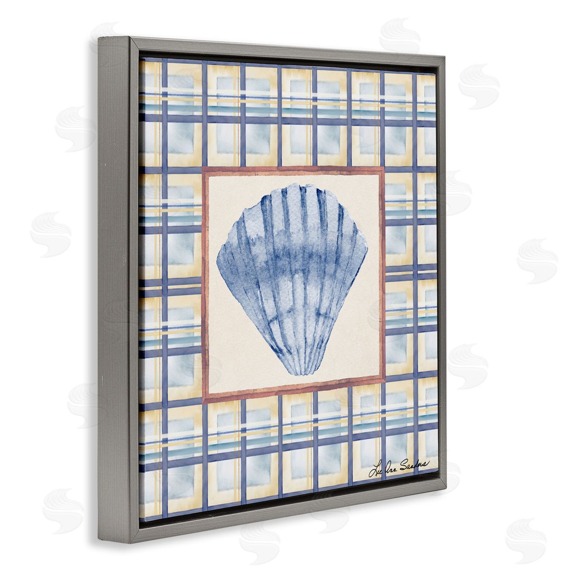 Lee Ann Sanders Clam Shell Treasure Gray Floating Frame Canvas Art Print