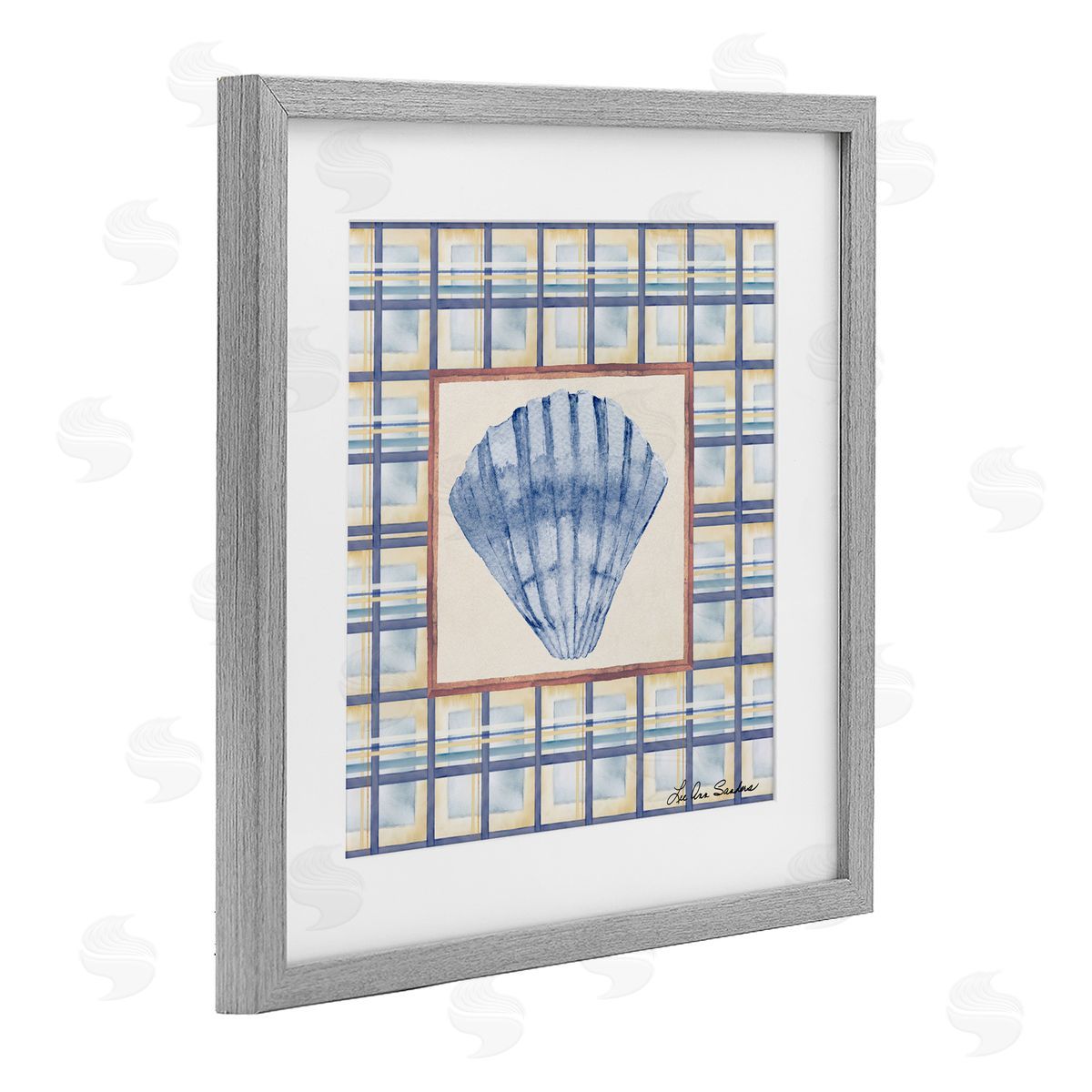 Lee Ann Sanders Clam Shell Treasure Gray Framed Print Under Glass Art