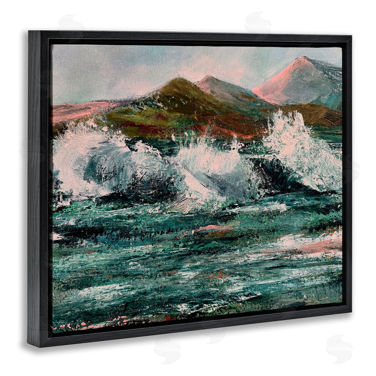 Patricia Reynolds Wild Coast with Turbulent Waves Black Floating Frame Canvas Wall Art Print