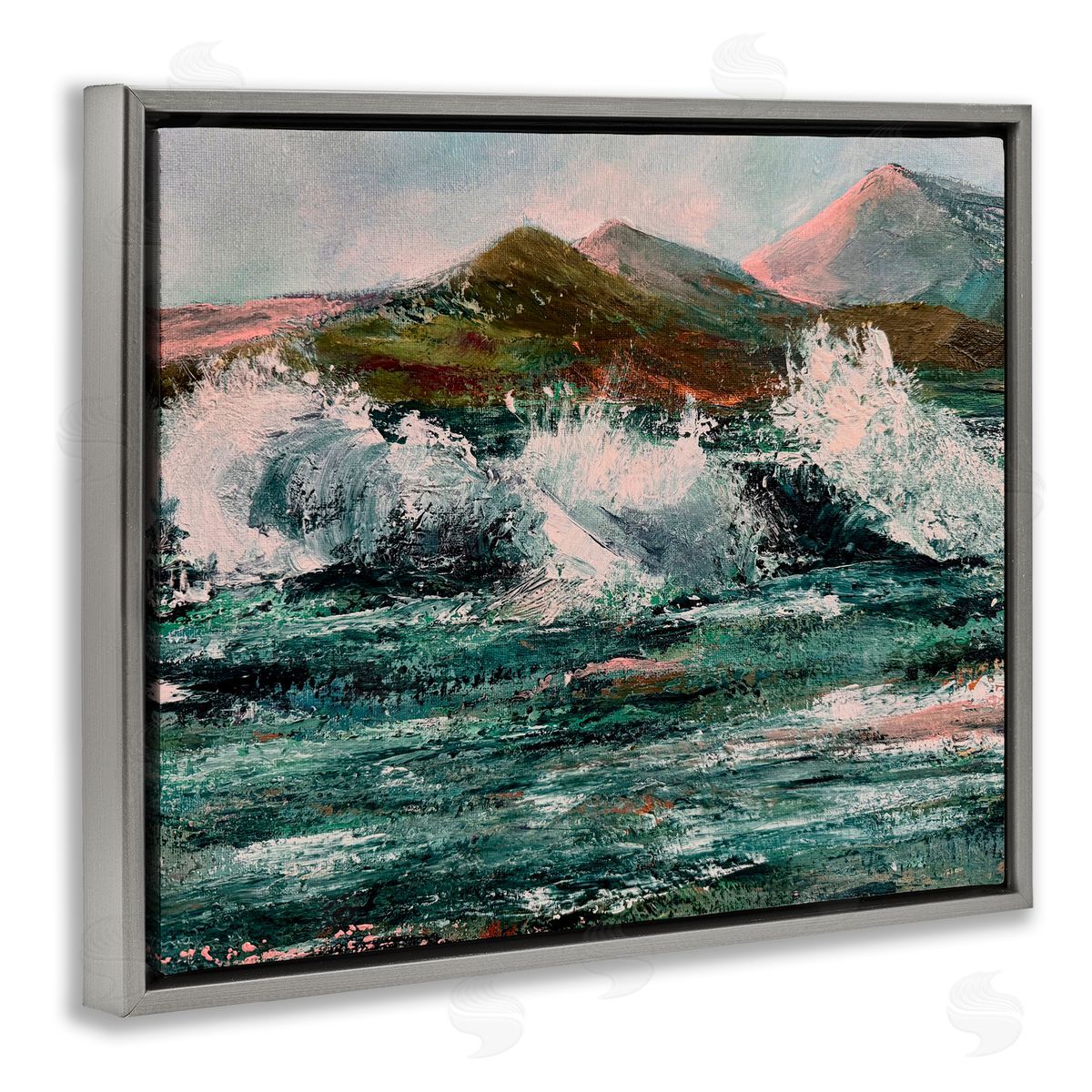 Patricia Reynolds Wild Coast with Turbulent Waves Gray Floating Frame Canvas Art Print