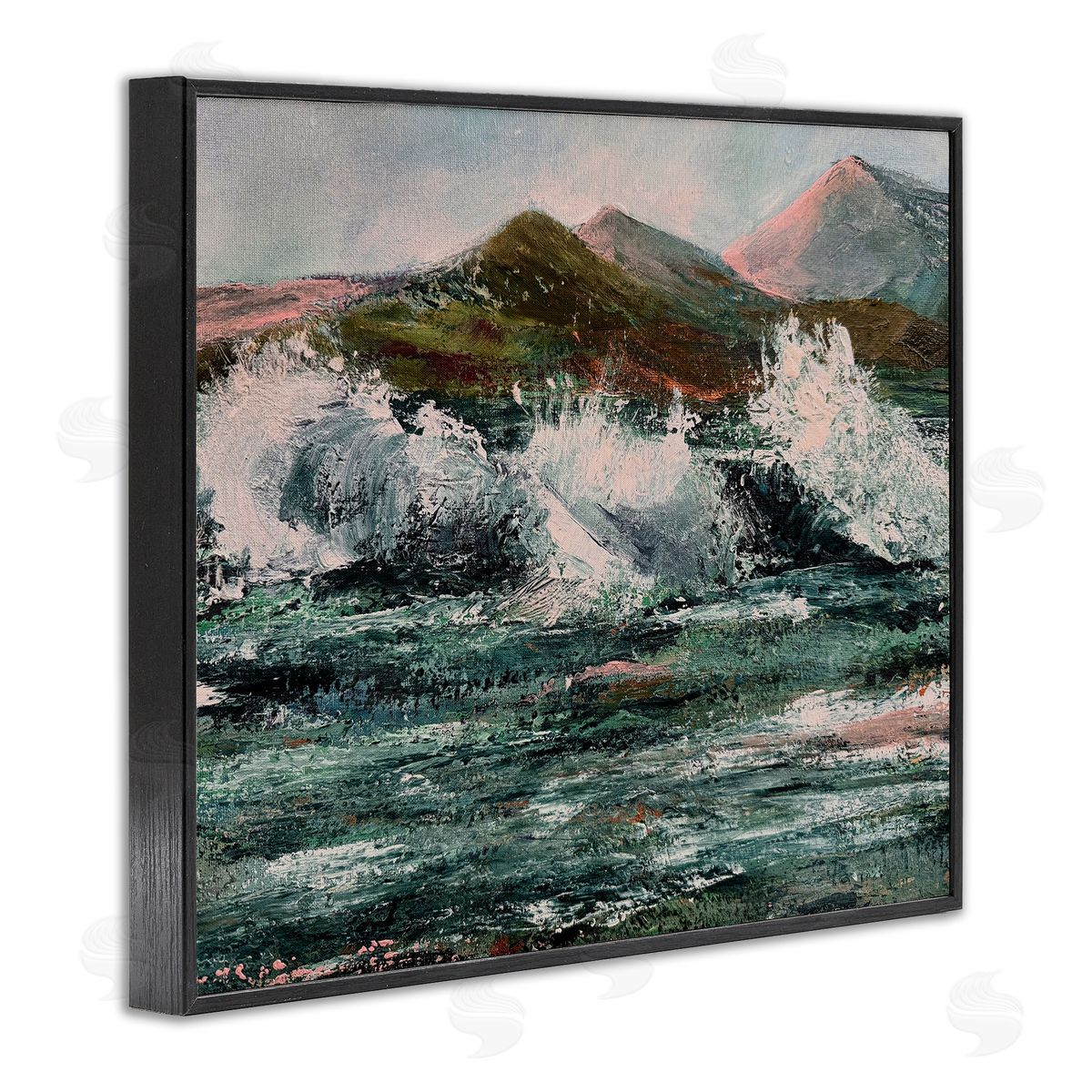 Patricia Reynolds Wild Coast with Turbulent Waves Black Framed Giclee Art Print
