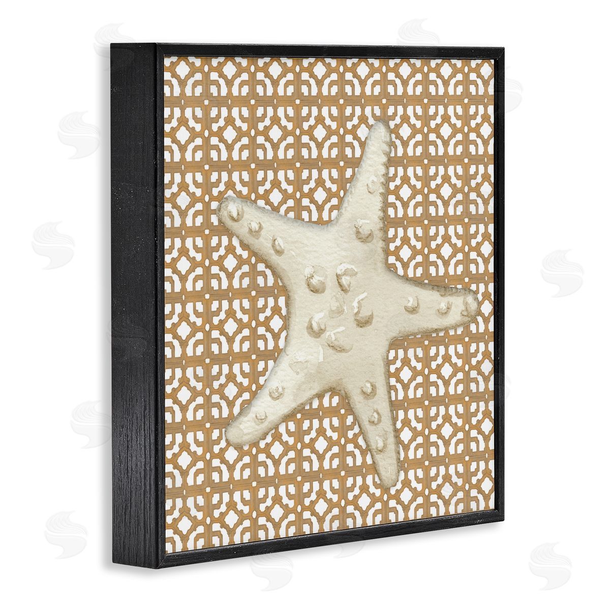 Lee Ann Sanders Mediterranean Tile & Starfish Black Framed Giclee Art Print