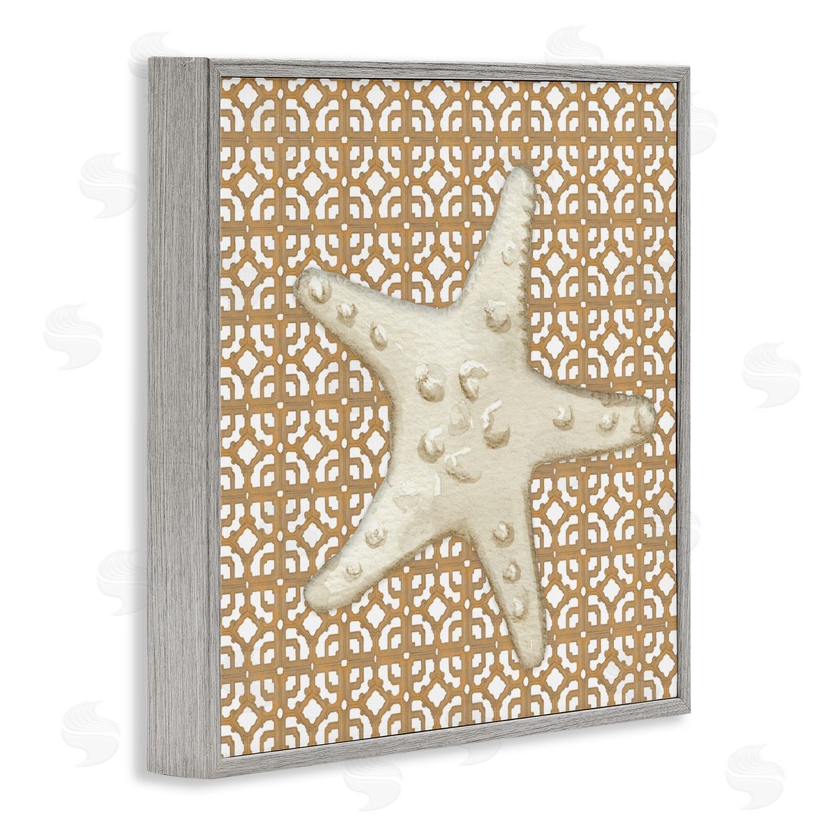 Lee Ann Sanders Mediterranean Tile & Starfish Gray Framed Giclee Art Print