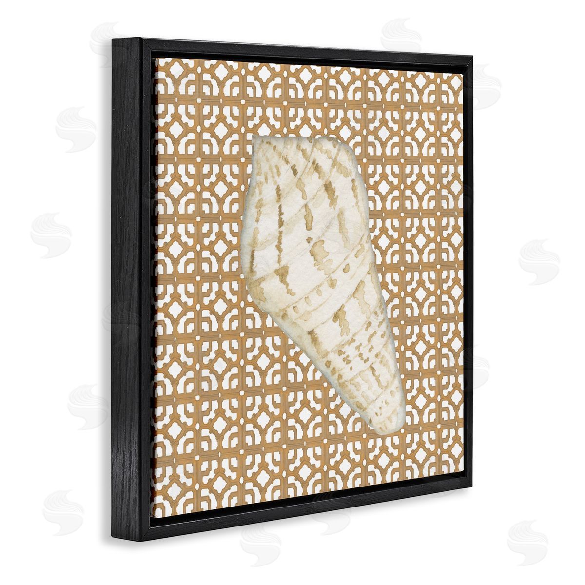 Lee Ann Sanders Coastal Tile And Shell Black Floating Frame Canvas Wall Art Print