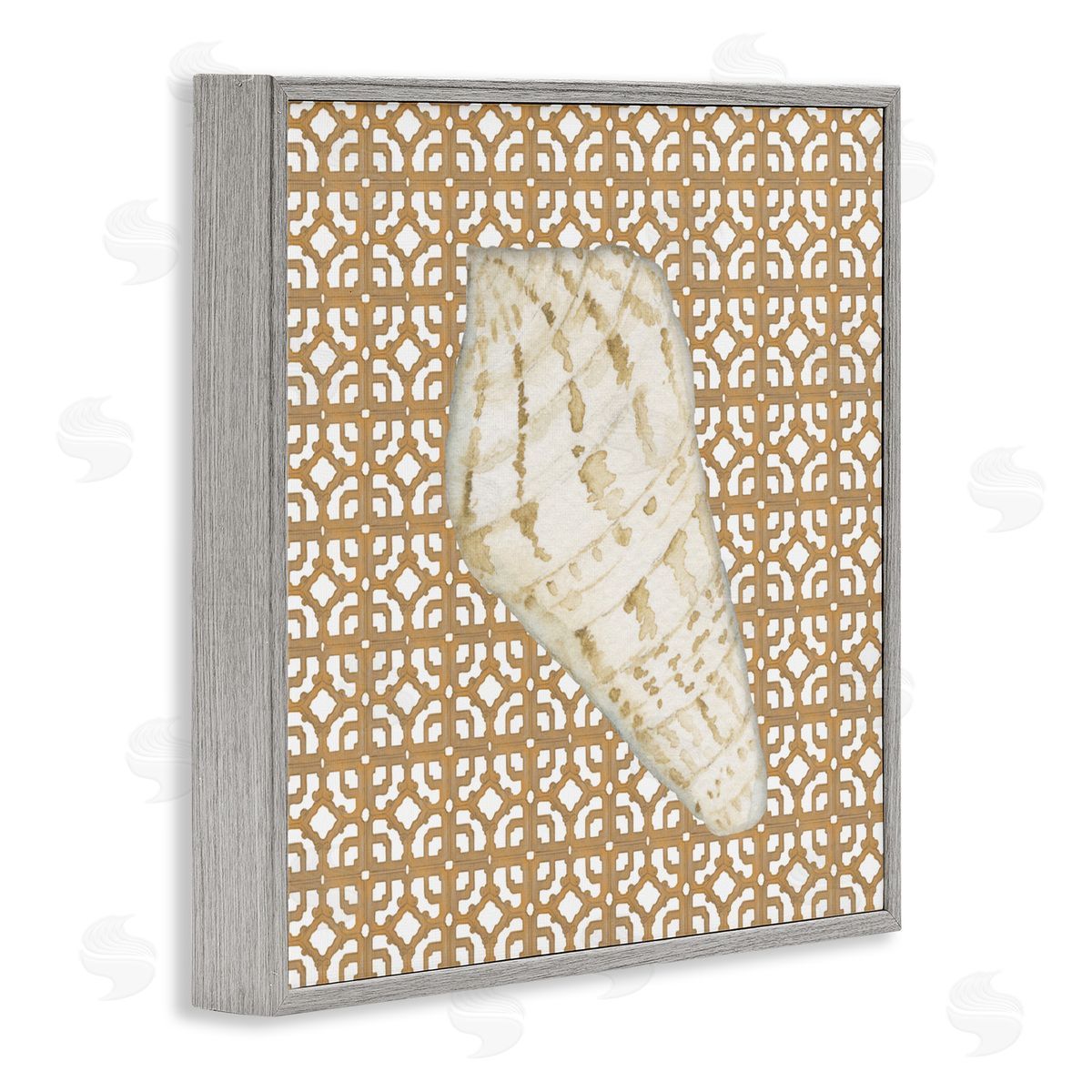 Lee Ann Sanders Coastal Tile And Shell Gray Framed Giclee Art Print