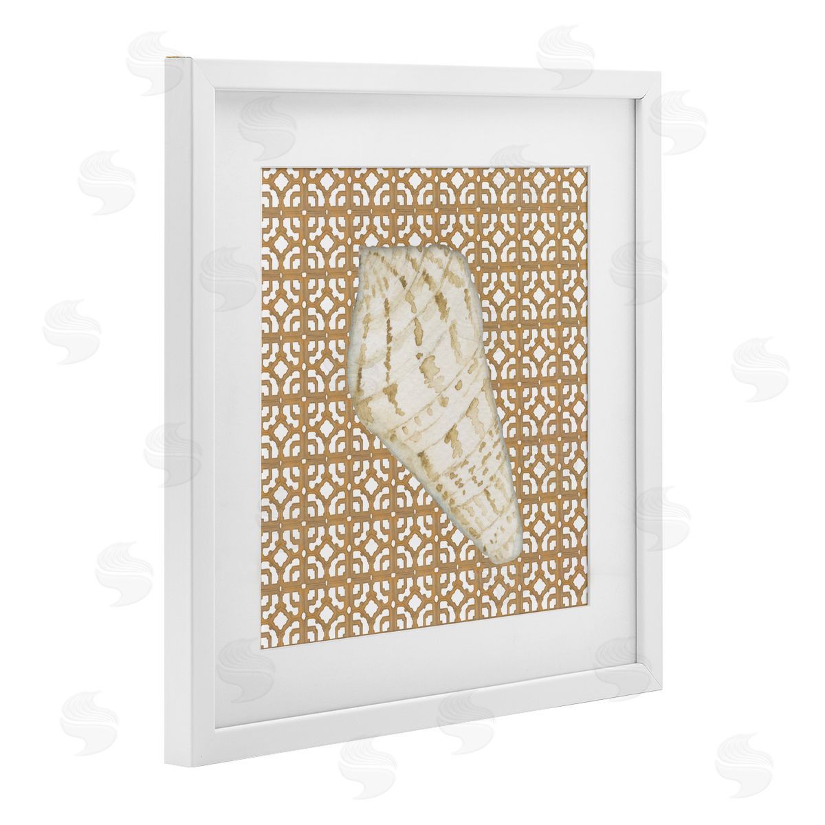 Lee Ann Sanders Coastal Tile And Shell White Framed Print Under Glass Art