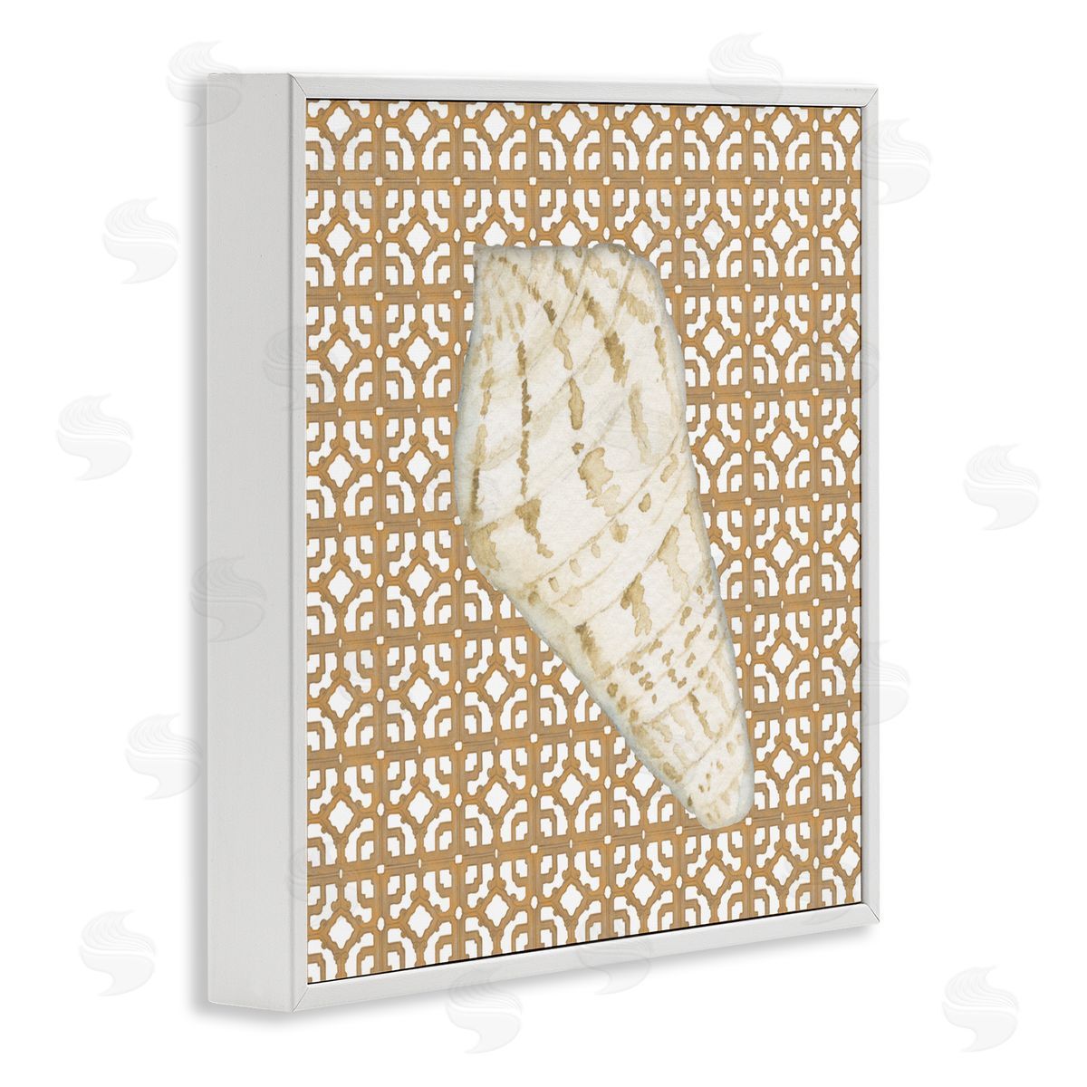Lee Ann Sanders Coastal Tile And Shell White Frame Giclee Art Print