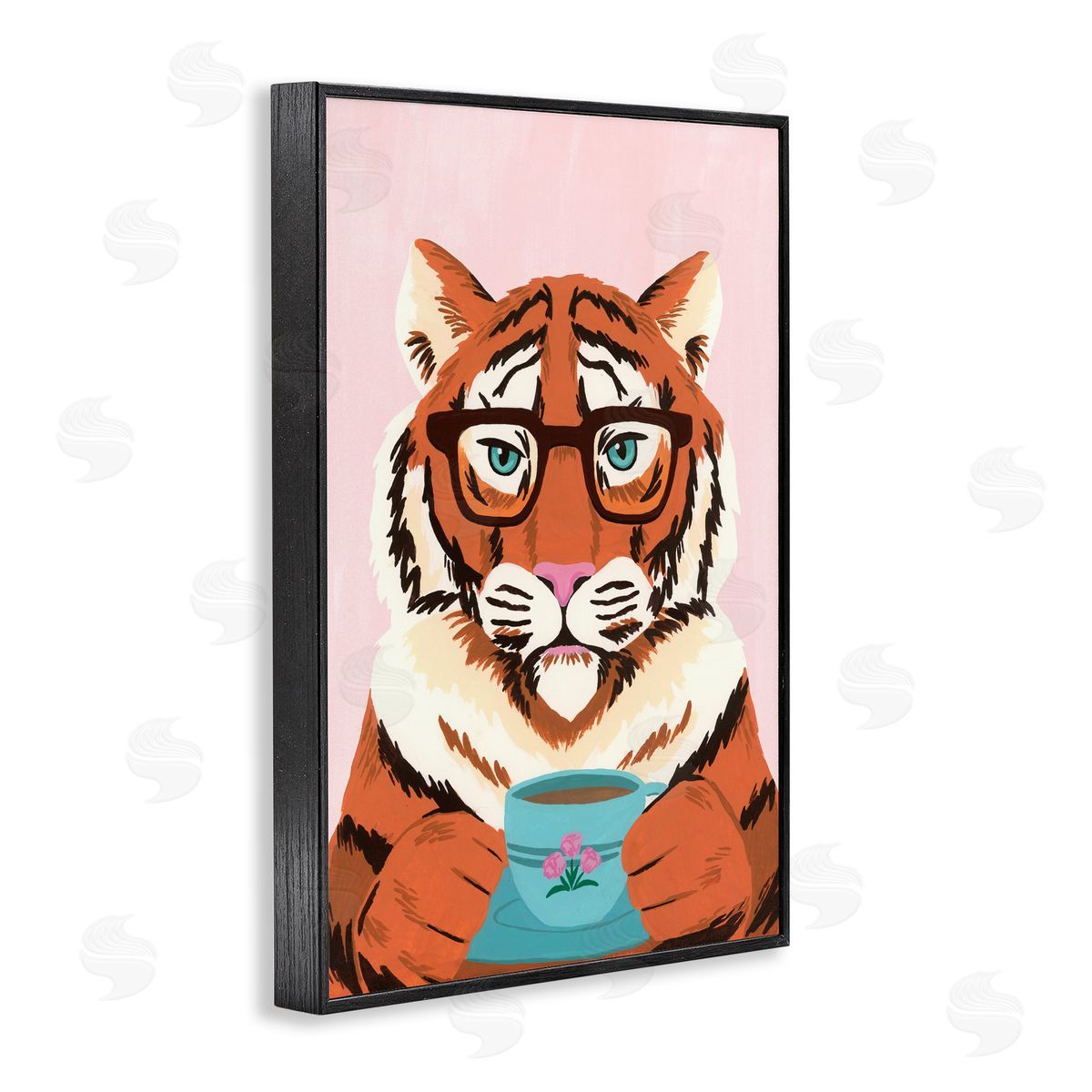 Courtney Haley Tiger And Bubble Tea Mug Black Framed Giclee Art Print