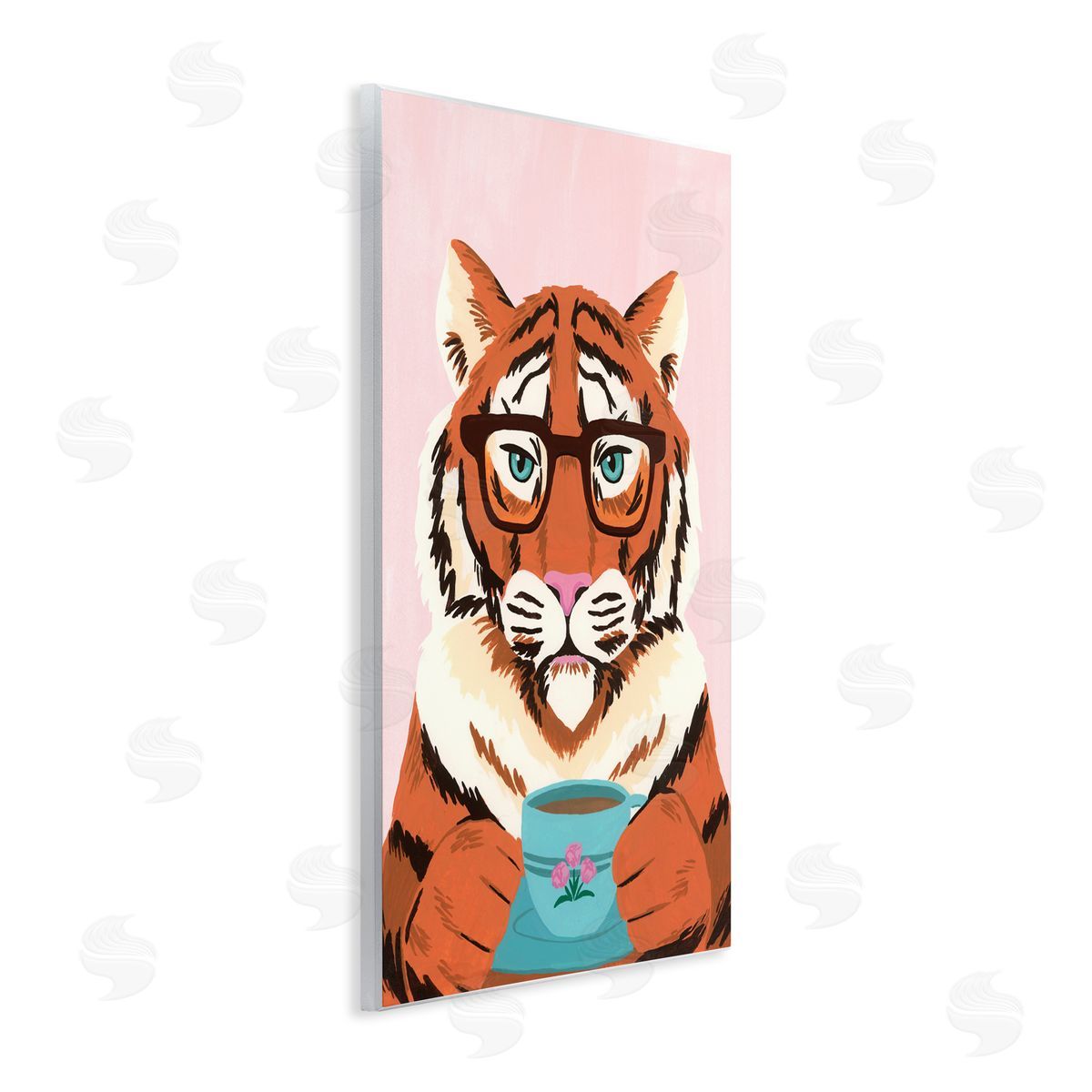 Courtney Haley Tiger And Bubble Tea Mug Wall Plaque Art Print