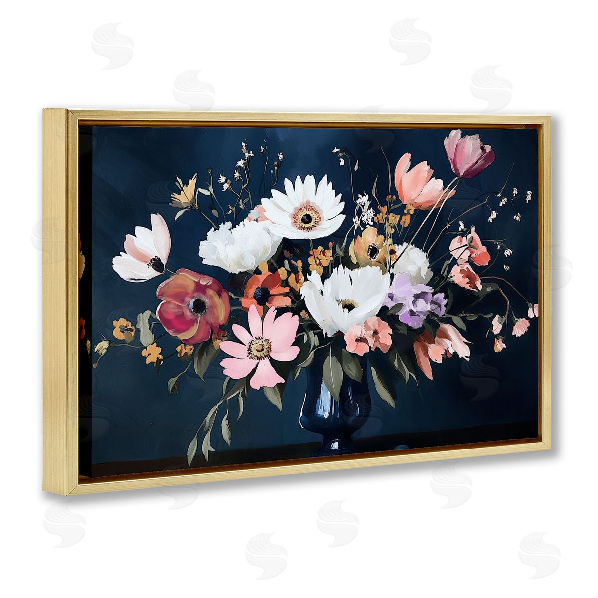 Annabelle Hall Disorderly Conduct Bouquet Gold Floating Frame Canvas Art Print