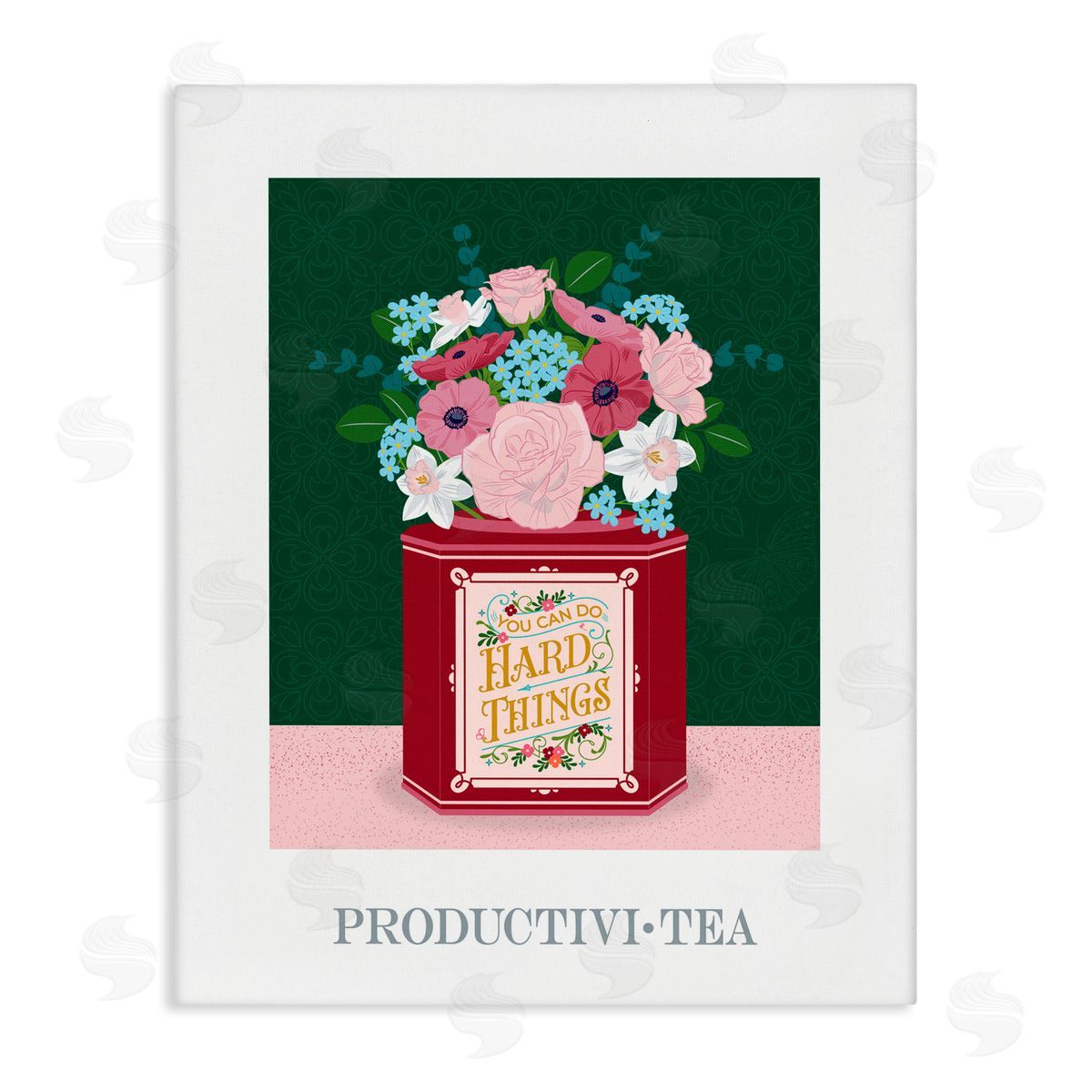 Lara Beeston Productivi-tea with Encouraging Message Canvas Wall Art Print