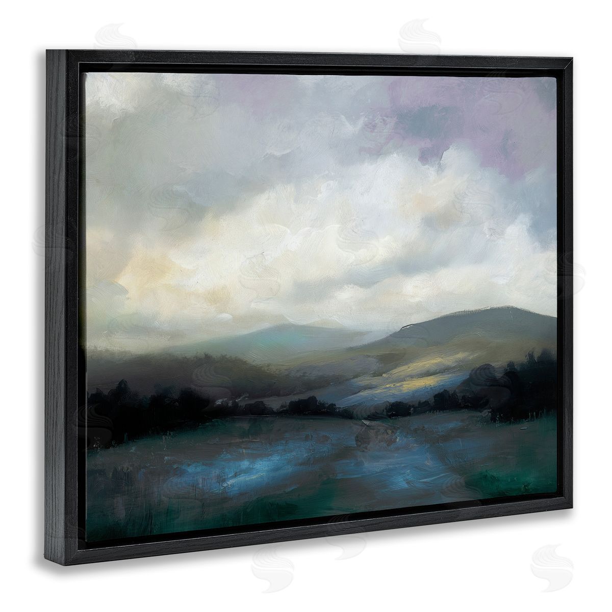Annabelle Hall Refreshed Quiet Mountainscape Black Floating Frame Canvas Wall Art Print