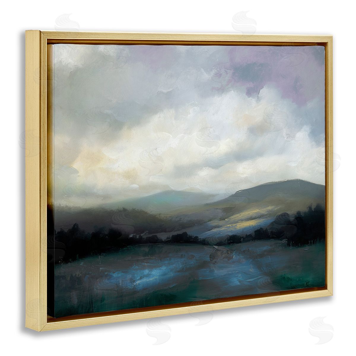 Annabelle Hall Refreshed Quiet Mountainscape Gold Floating Frame Canvas Art Print