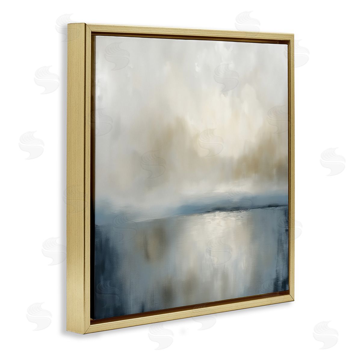 Annabelle Hall Two Times Blue Abstraction Gold Floating Frame Canvas Art Print