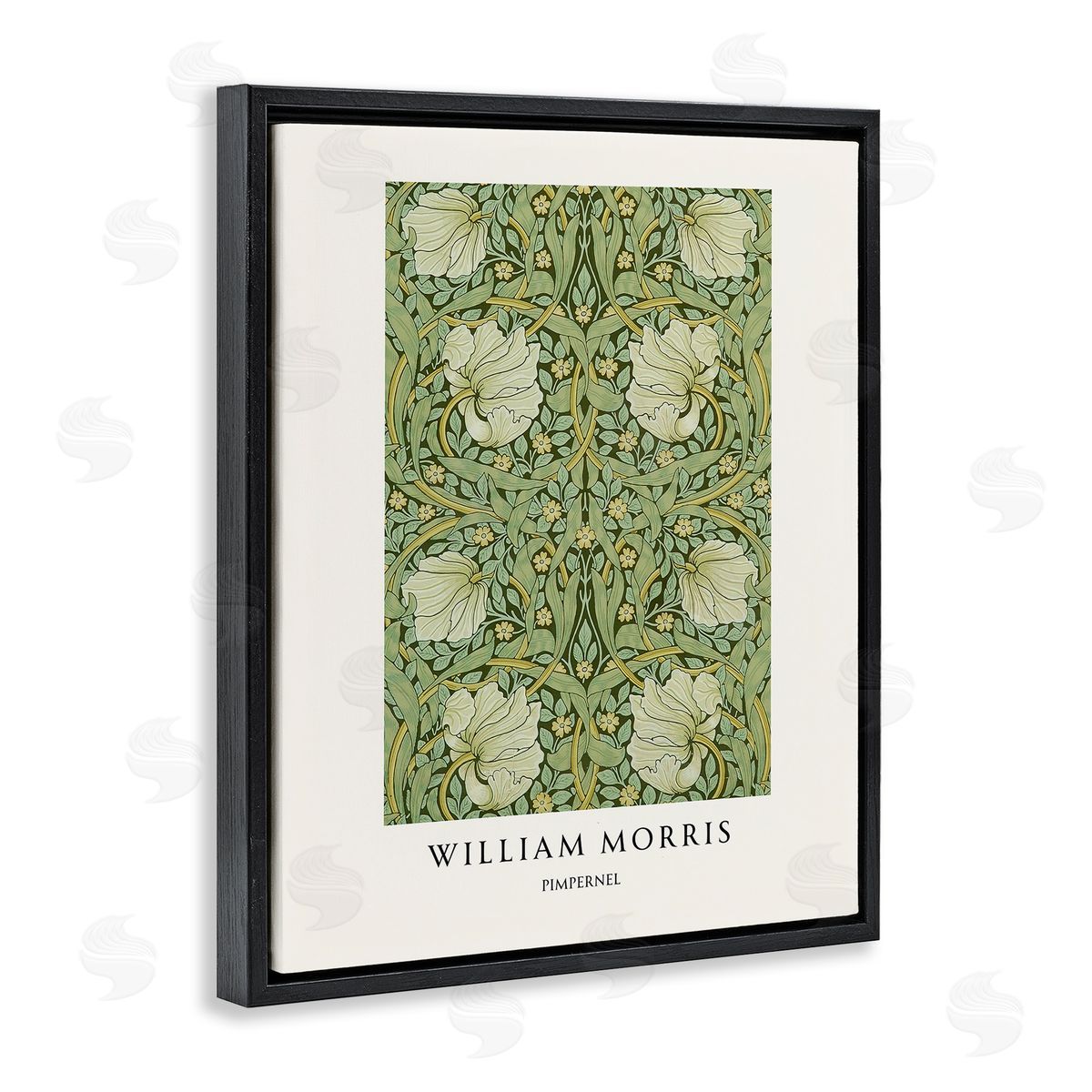 Vintage Hustle William Morris Symmetrical Pimpernel Black Floating Frame Canvas Wall Art Print