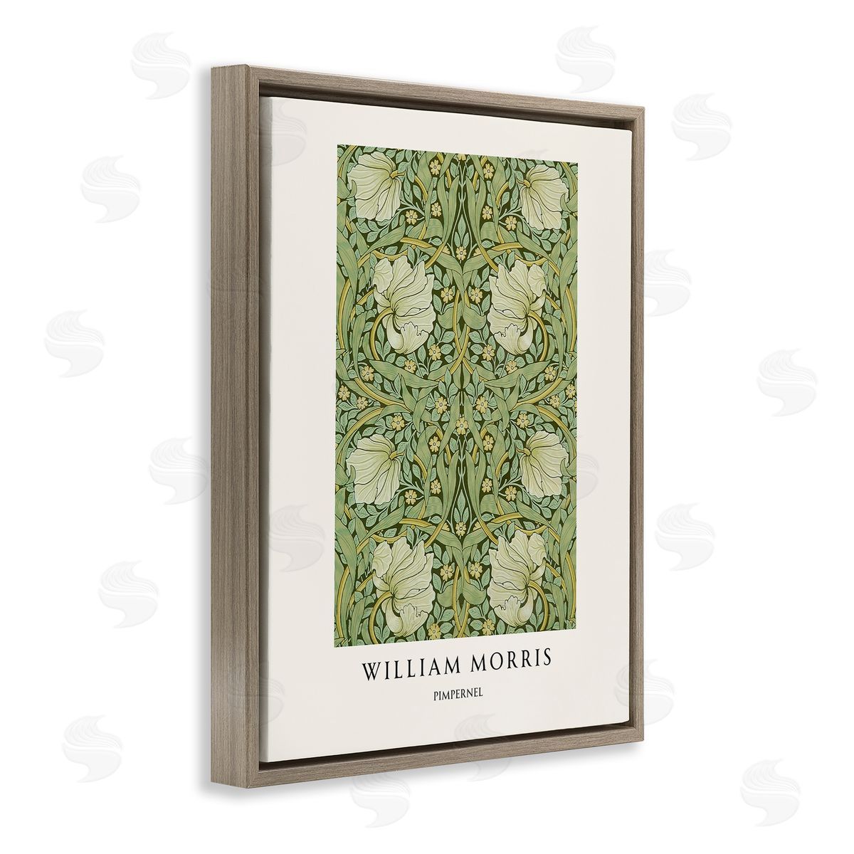 Vintage Hustle William Morris Symmetrical Pimpernel Brown Floating Frame Canvas Art Print