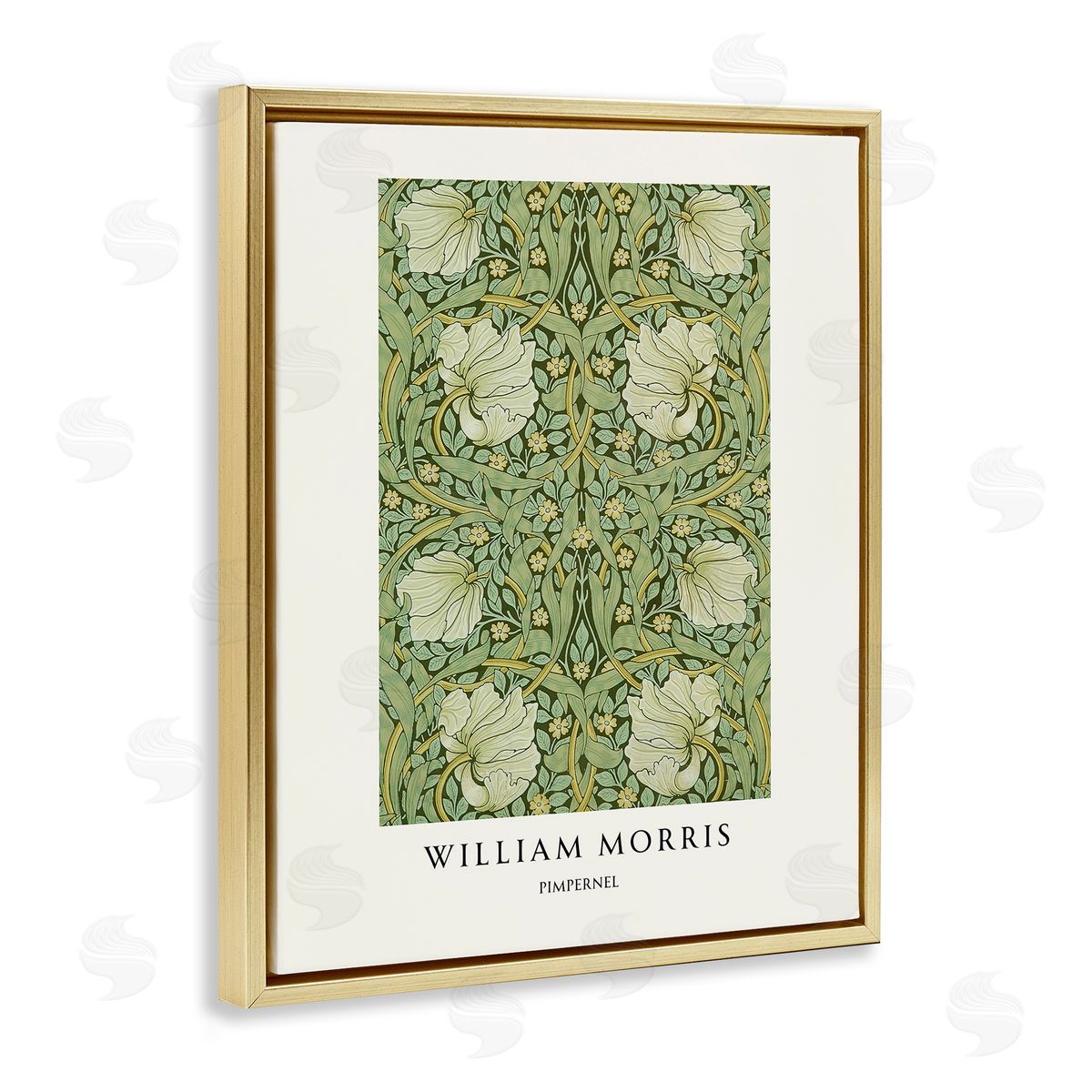 Vintage Hustle William Morris Symmetrical Pimpernel Gold Floating Frame Canvas Art Print