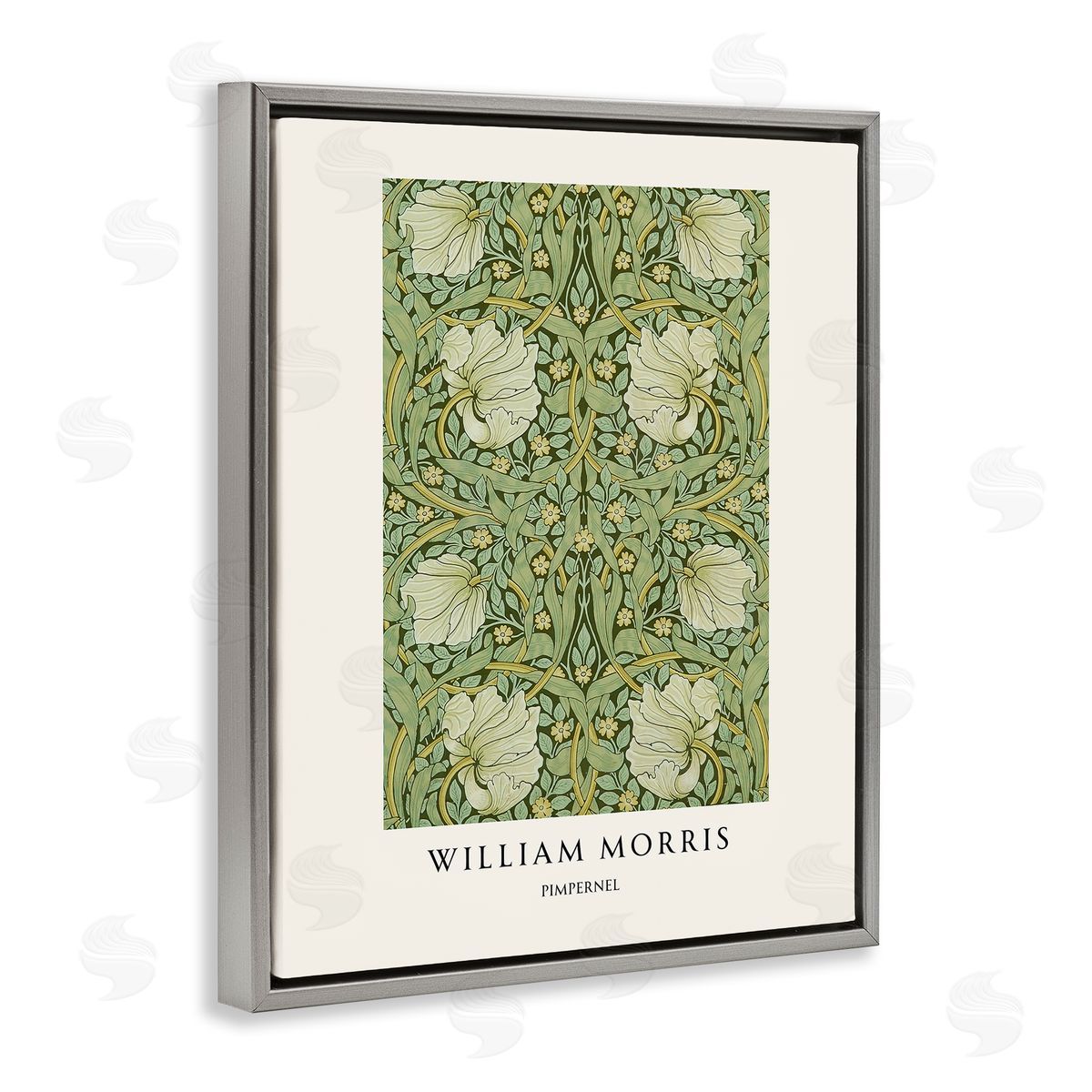 Vintage Hustle William Morris Symmetrical Pimpernel Gray Floating Frame Canvas Art Print