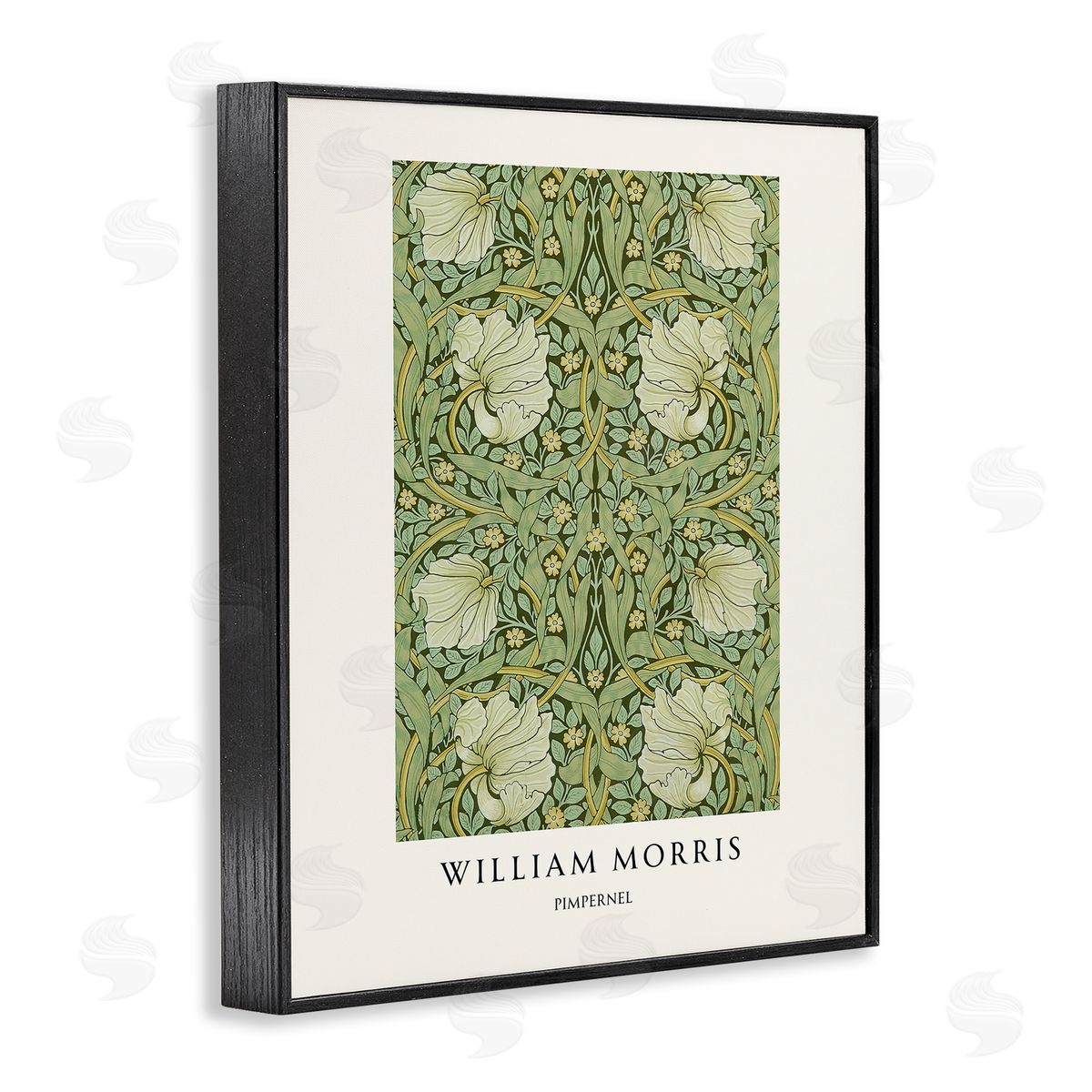 Vintage Hustle William Morris Symmetrical Pimpernel Black Framed Giclee Art Print