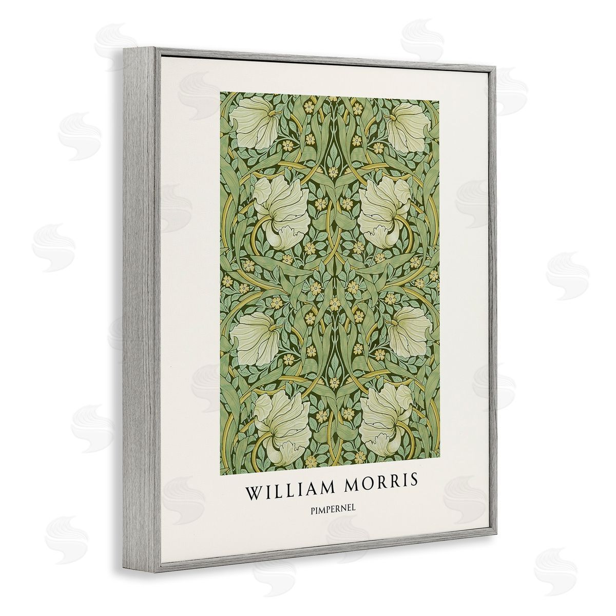 Vintage Hustle William Morris Symmetrical Pimpernel Gray Framed Giclee Art Print