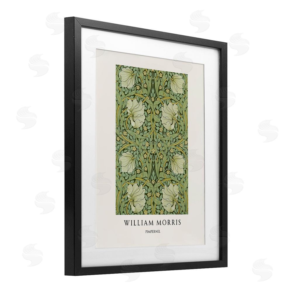 Vintage Hustle William Morris Symmetrical Pimpernel Black Framed Print Under Glass Art