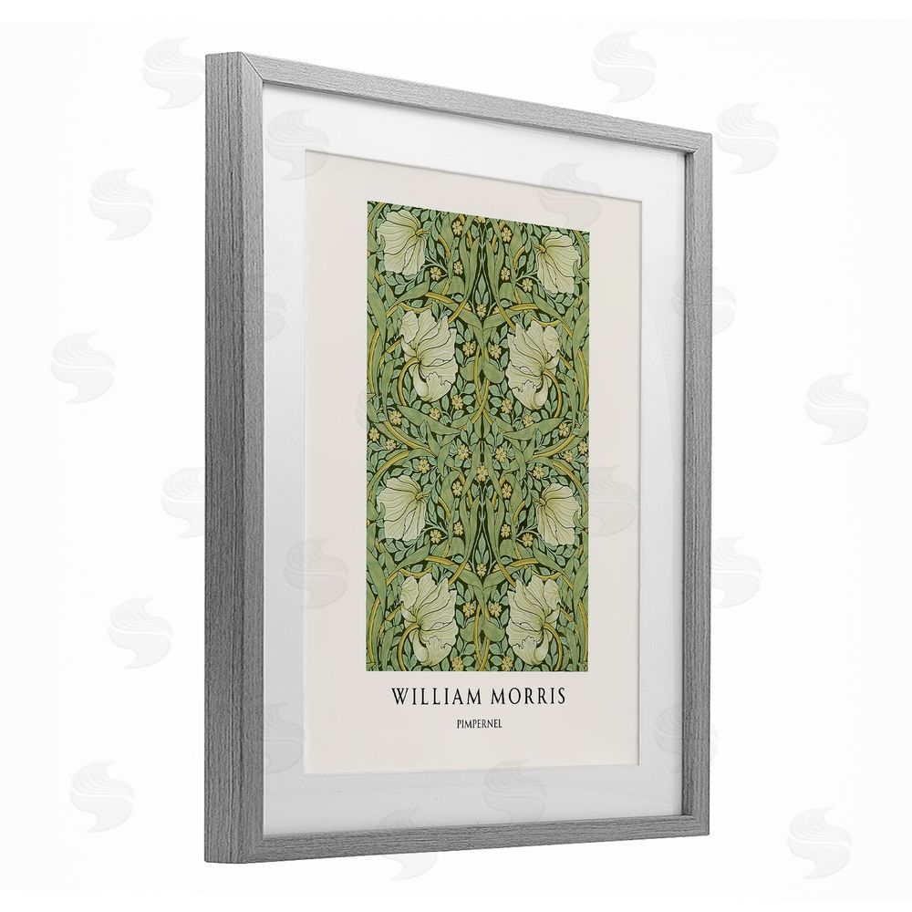 Vintage Hustle William Morris Symmetrical Pimpernel Gray Framed Print Under Glass Art