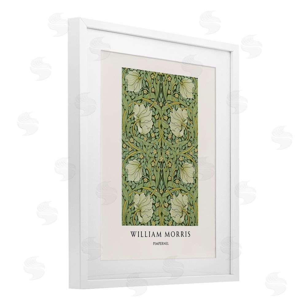 Vintage Hustle William Morris Symmetrical Pimpernel White Framed Print Under Glass Art