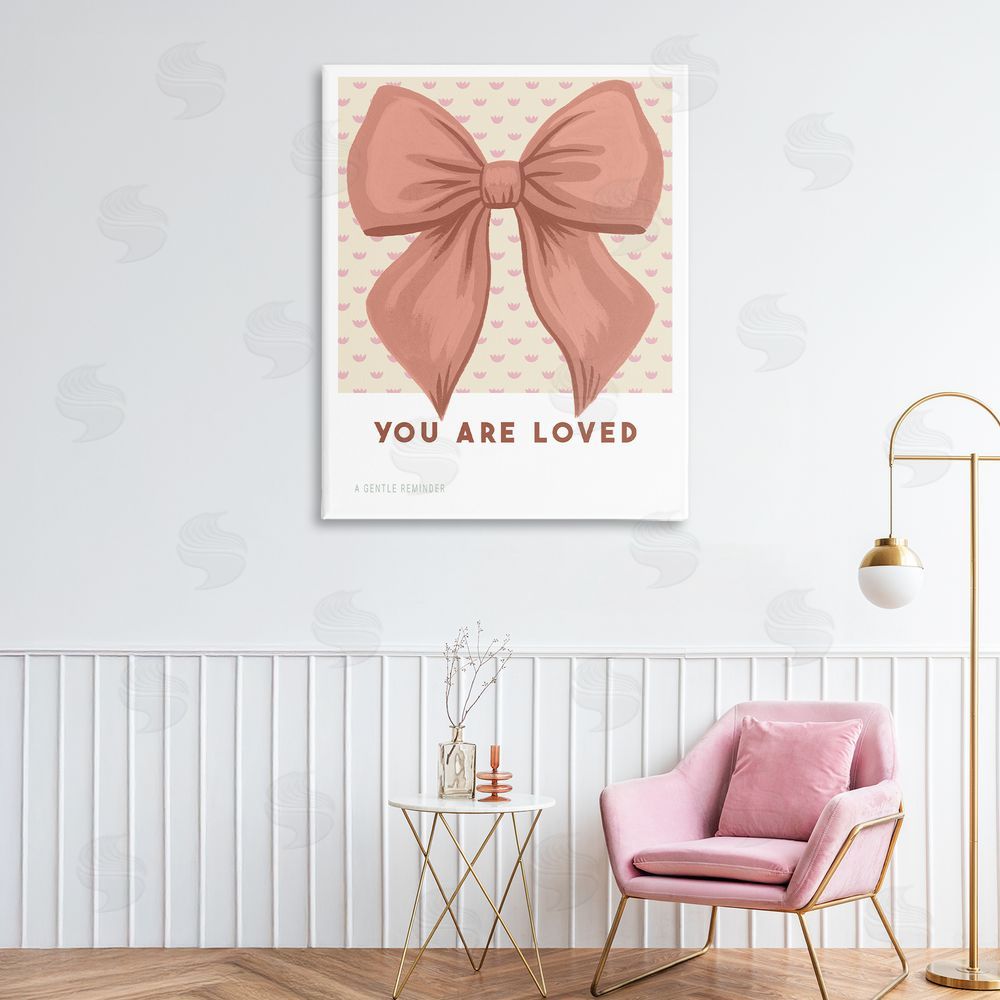 Courtney Haley Coral Bow You Are Loved Printed Wall Art in Room