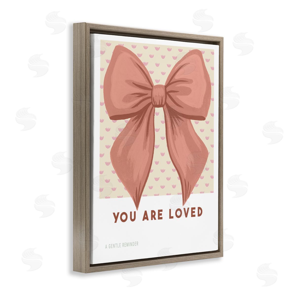 Courtney Haley Coral Bow You Are Loved Brown Floating Frame Canvas Art Print