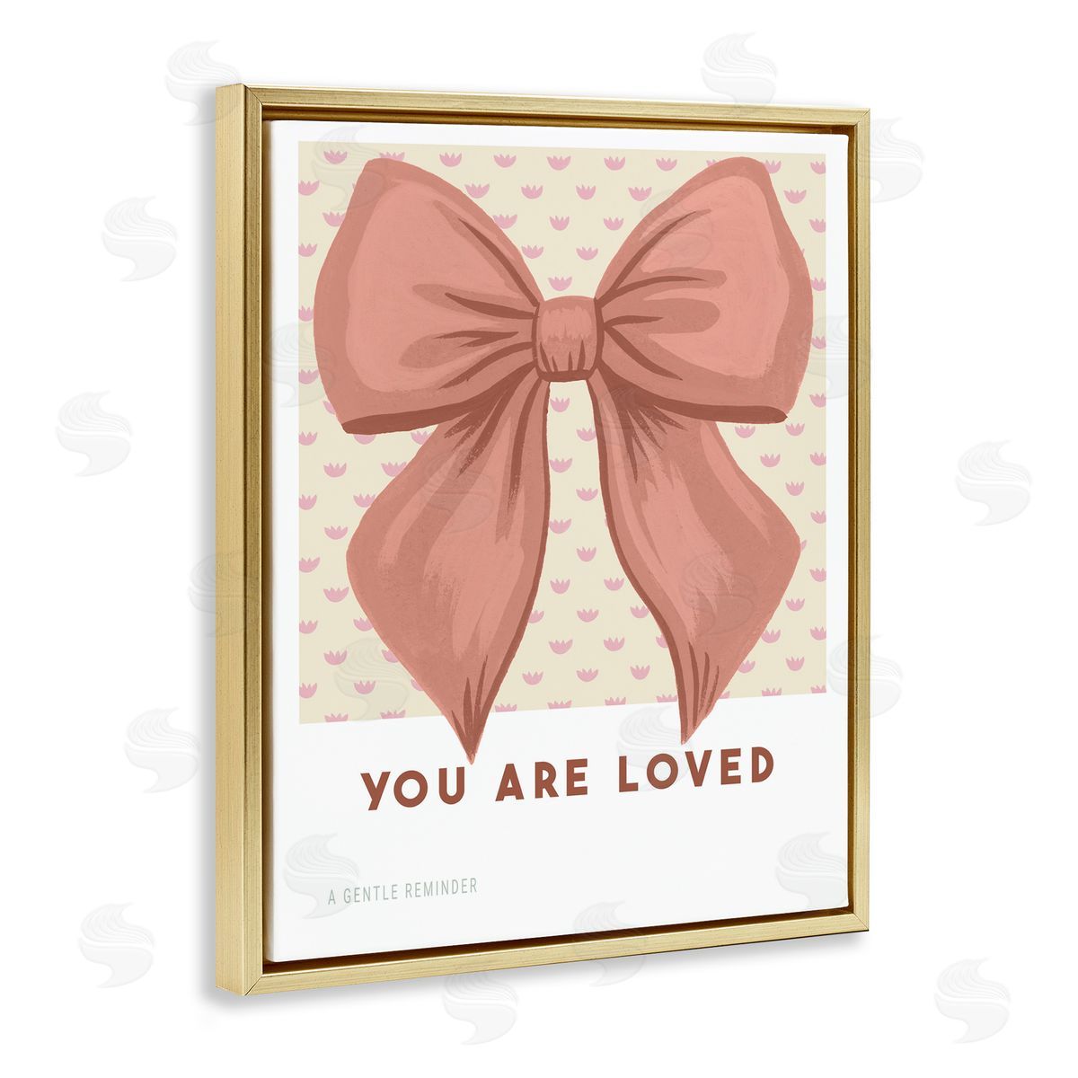 Courtney Haley Coral Bow You Are Loved Gold Floating Frame Canvas Art Print